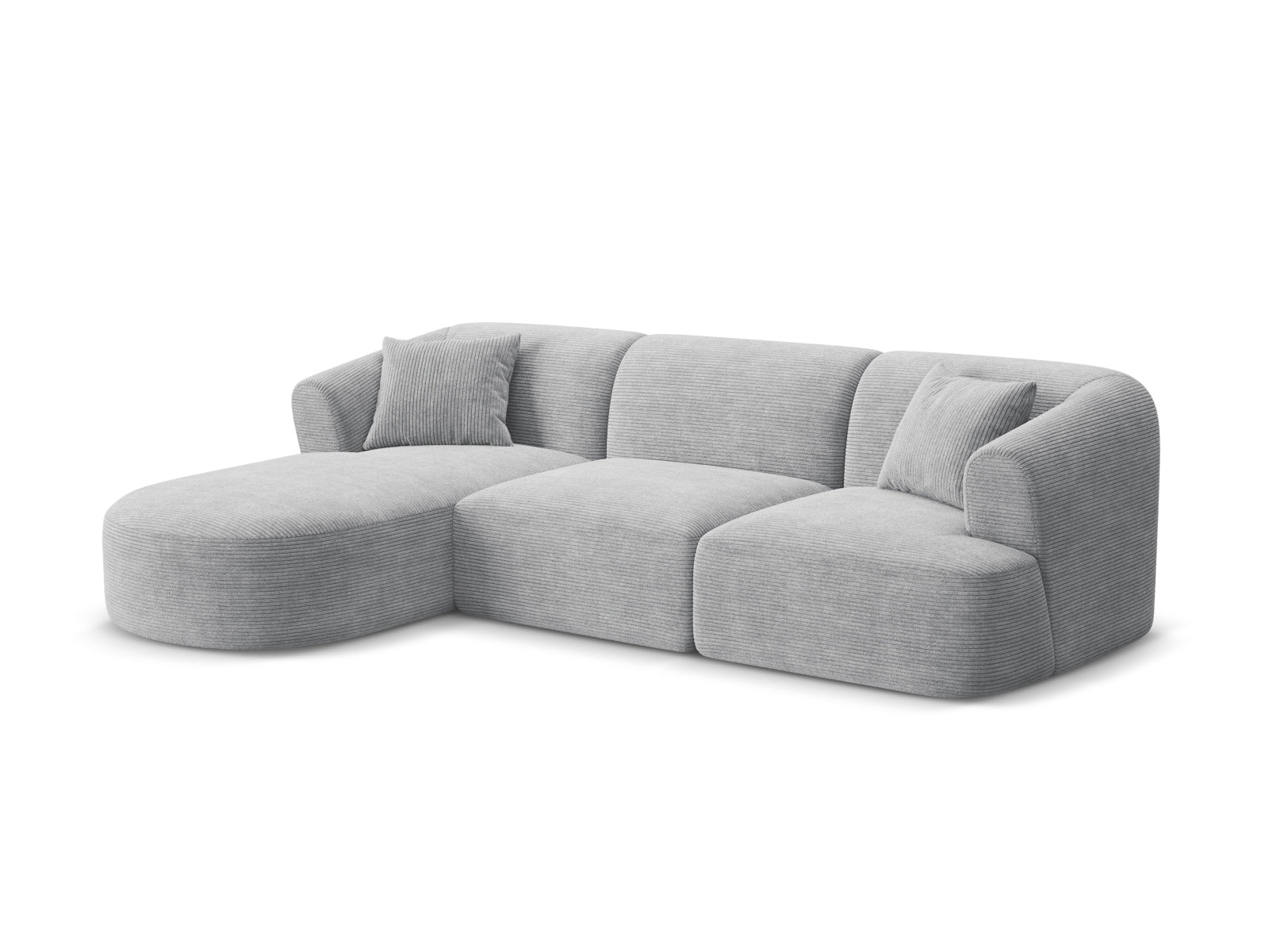 Modulares 4-Sitzer Ecksofa Campi in elegantem Silver-Lincoln, ideal für stilvolle Wohnräume, präsentiert von Cosmopolitan Design.