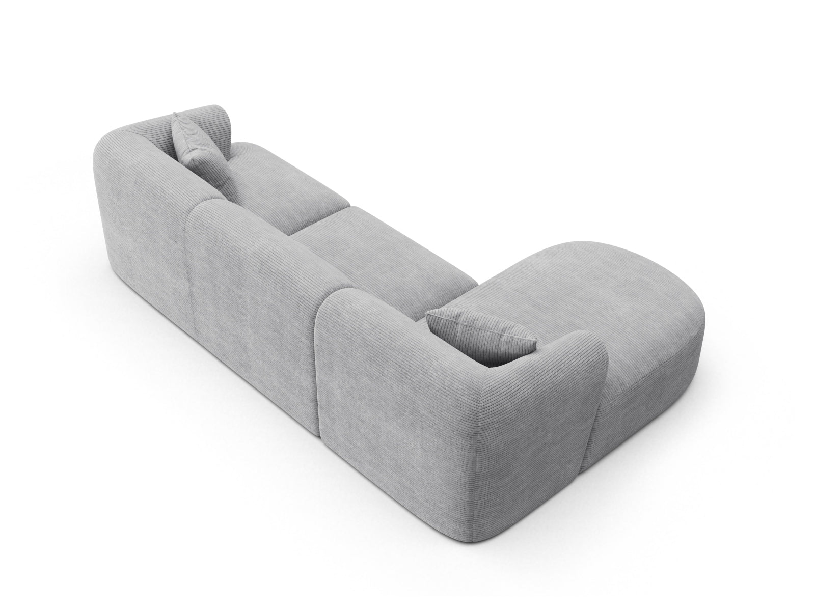 Stylisches 4-Sitzer Ecksofa Campi in Silver-Lincoln, perfekt für moderne Wohnräume und entspannte Stunden, von Cosmopolitan Design.