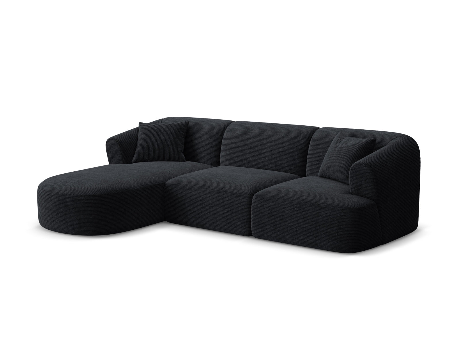 Modulares 4-Sitzer Ecksofa Campi in elegantem Black-Lincoln, ideal für stilvolle Wohnräume, präsentiert von Cosmopolitan Design.
