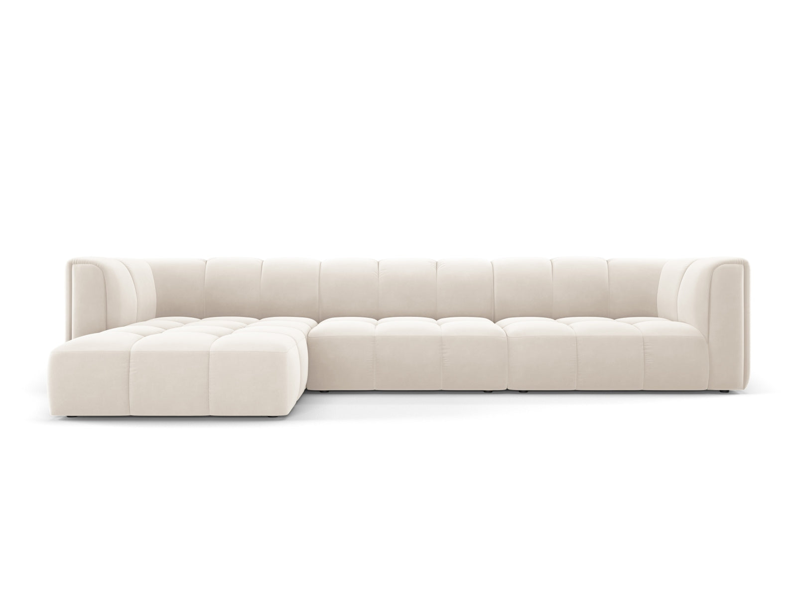5-Sitzer Modular Ecksofa links Moritz in Light Beige-Bluvel präsentiert im Onlineshop von KAQTU Design AG. Ecksofa links ist von Cosmopolitan Design
