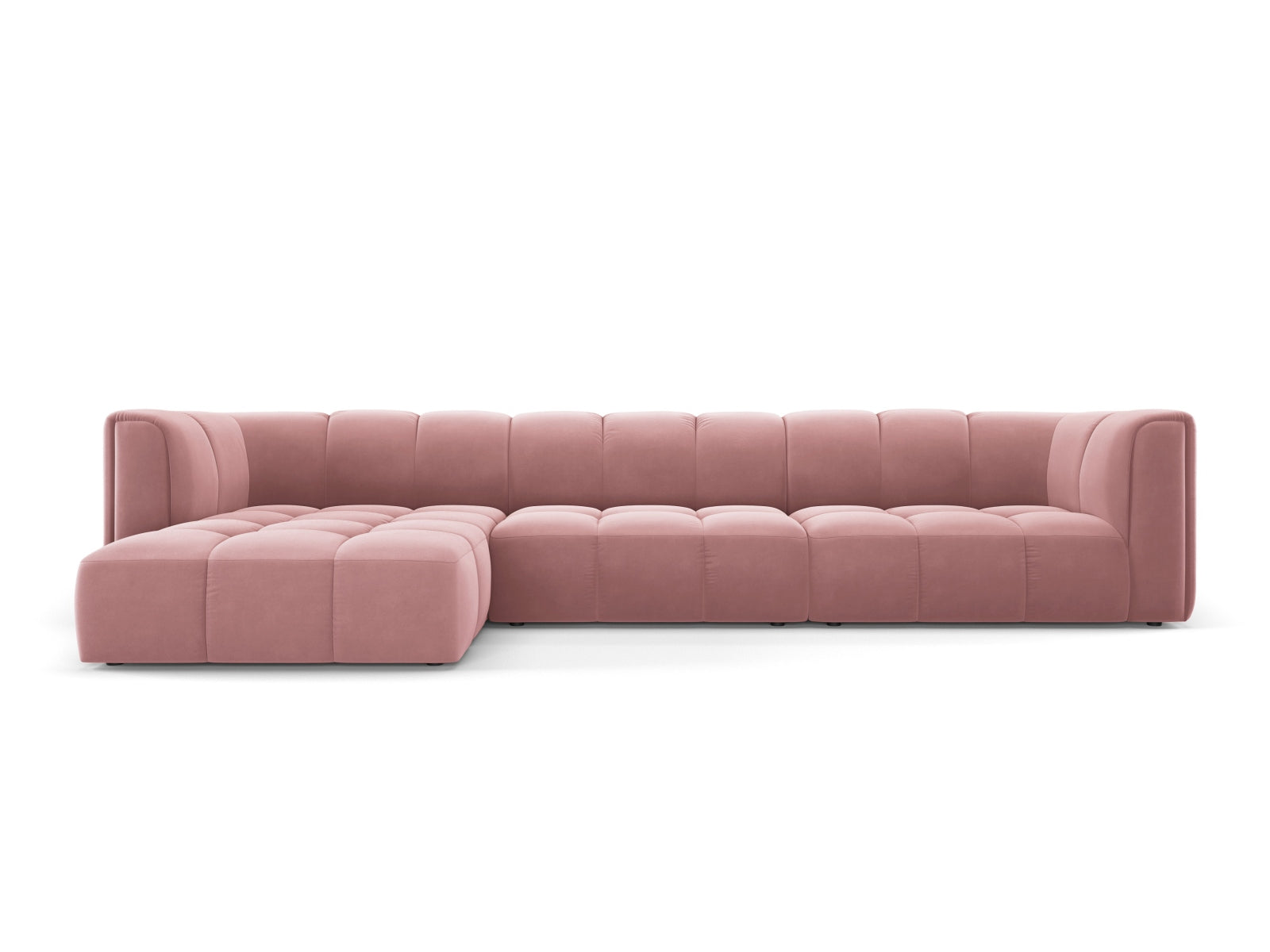 5-Sitzer Modular Ecksofa links Moritz in Pink-Bluvel präsentiert im Onlineshop von KAQTU Design AG. Ecksofa links ist von Cosmopolitan Design