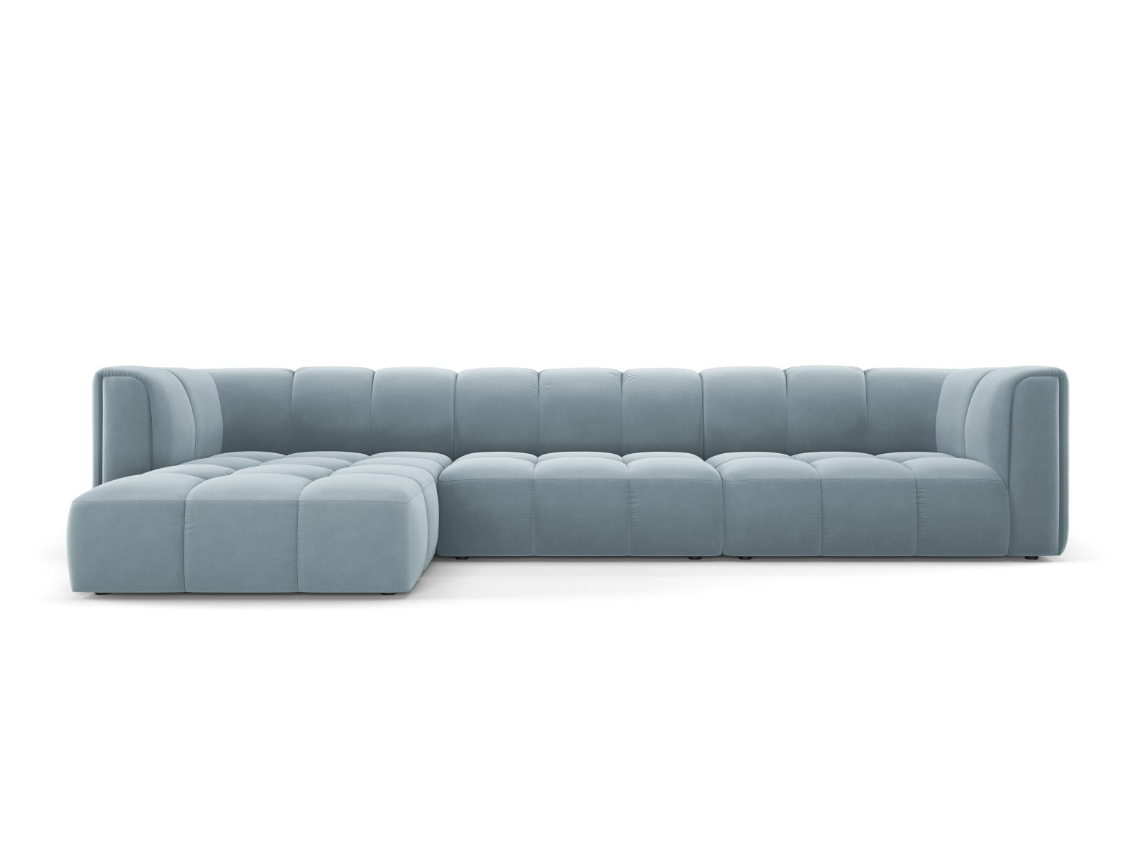 5-Sitzer Modular Ecksofa links Moritz in Light Blue-Bluvel präsentiert im Onlineshop von KAQTU Design AG. Ecksofa links ist von Cosmopolitan Design