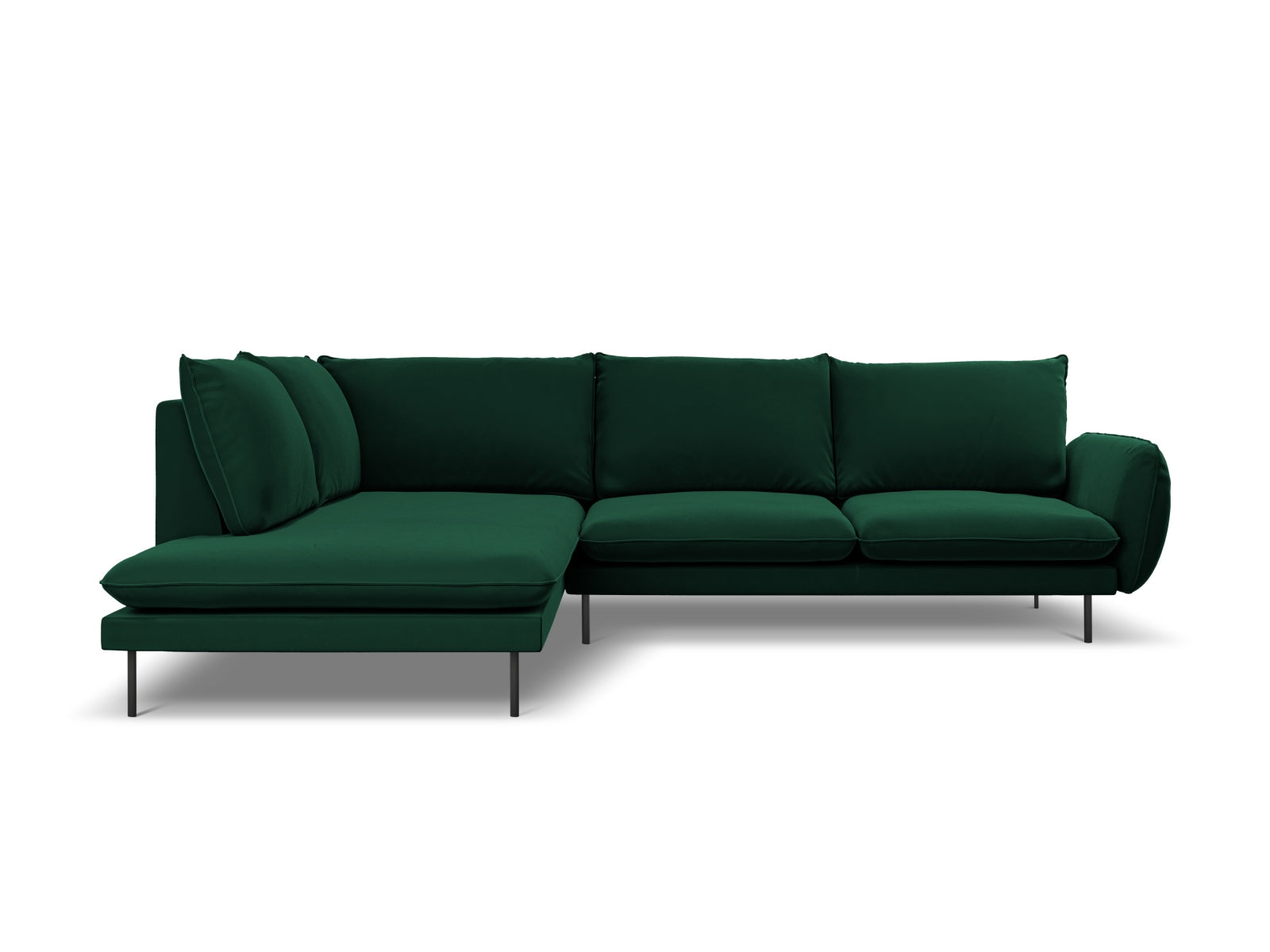 Luxuriöses 6-Sitzer Ecksofa in Bottle Green, 185 cm, linksseitig, perfekt für moderne Wohnkonzepte, von Cosmopolitan Design.