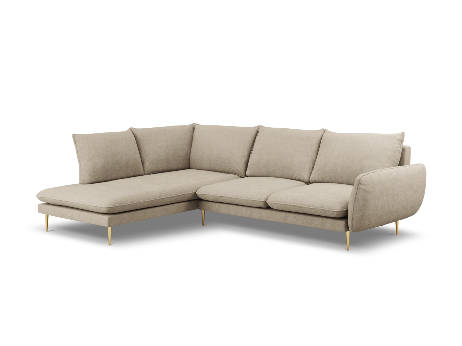 Vienna Ecksofa links 6 Sitzer 185cm in Beige/Gold präsentiert im Onlineshop von KAQTU Design AG. Ecksofa links ist von Cosmopolitan Design