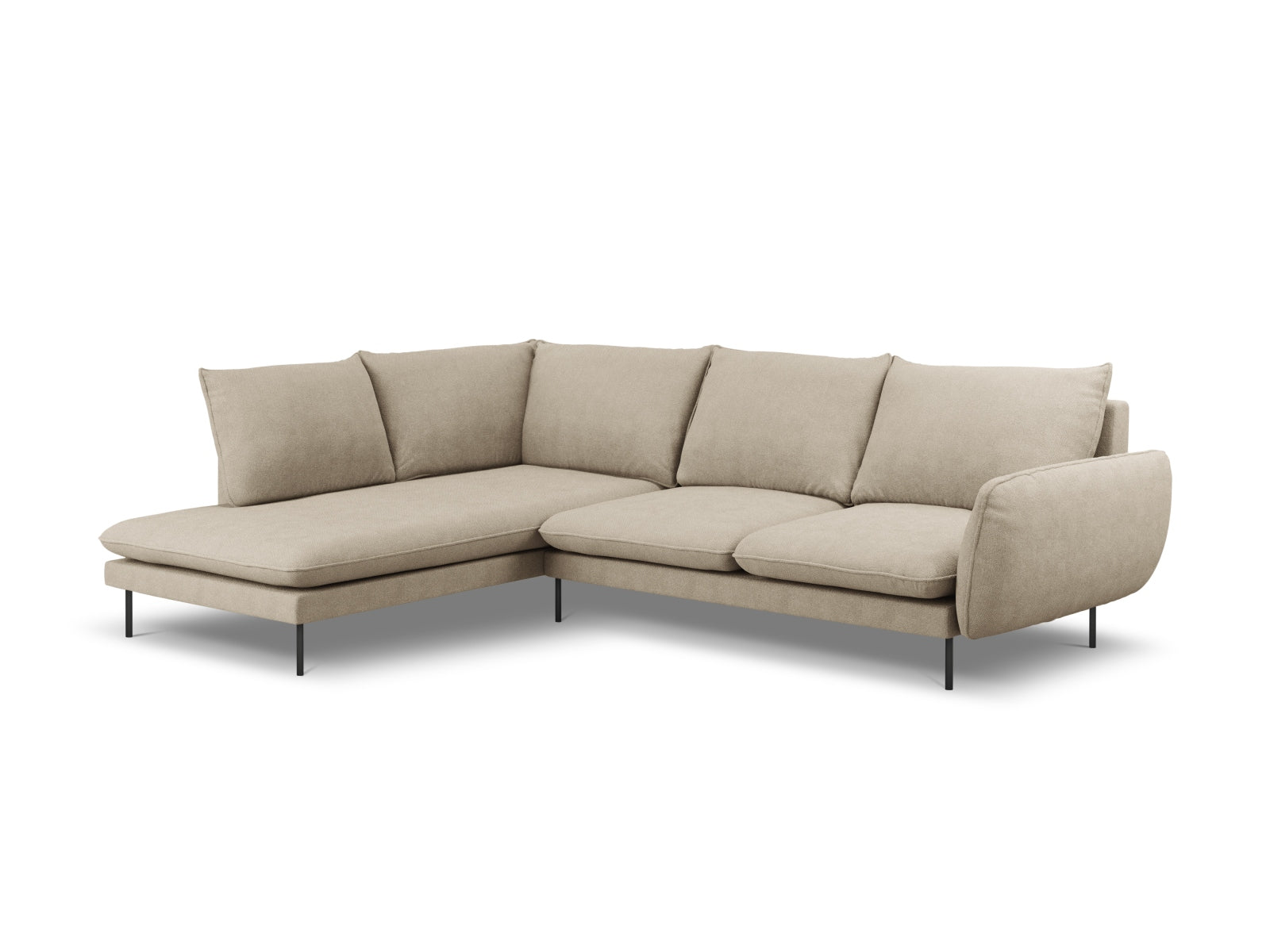 Vienna Ecksofa links 6 Sitzer 185cm in Beige/Schwarz-Positano präsentiert im Onlineshop von KAQTU Design AG. Ecksofa links ist von Cosmopolitan Design
