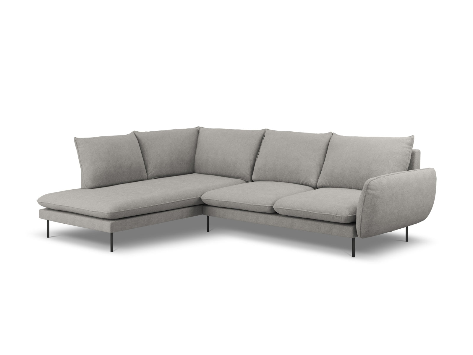 Vienna Ecksofa links 6 Sitzer 185cm in Light Grey/Schwarz-Asgard/ Positano präsentiert im Onlineshop von KAQTU Design AG. Ecksofa links ist von Cosmopolitan Design