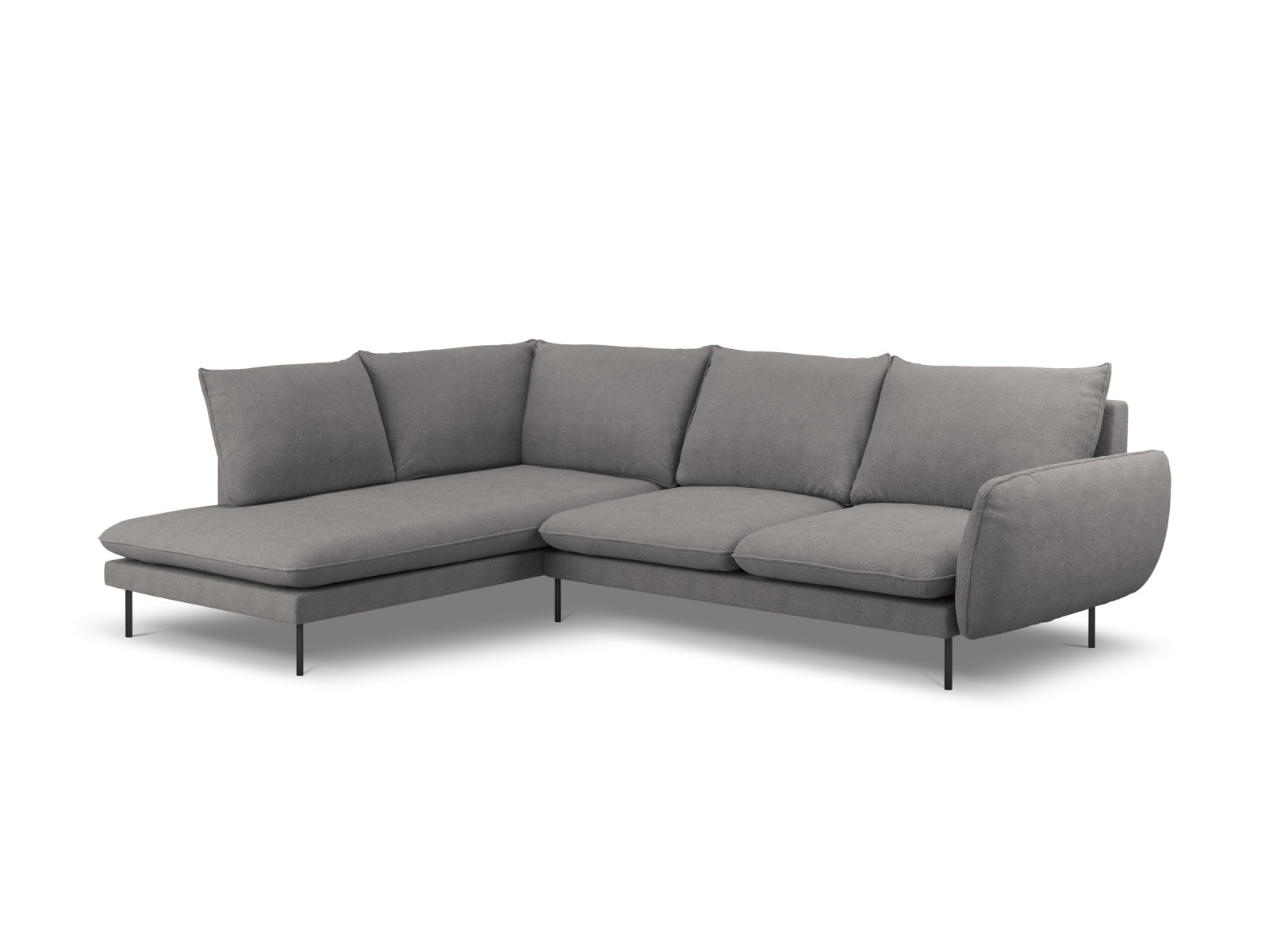 Vienna Ecksofa links 6 Sitzer 185cm in Dark Grey/Schwarz präsentiert im Onlineshop von KAQTU Design AG. Ecksofa links ist von Cosmopolitan Design