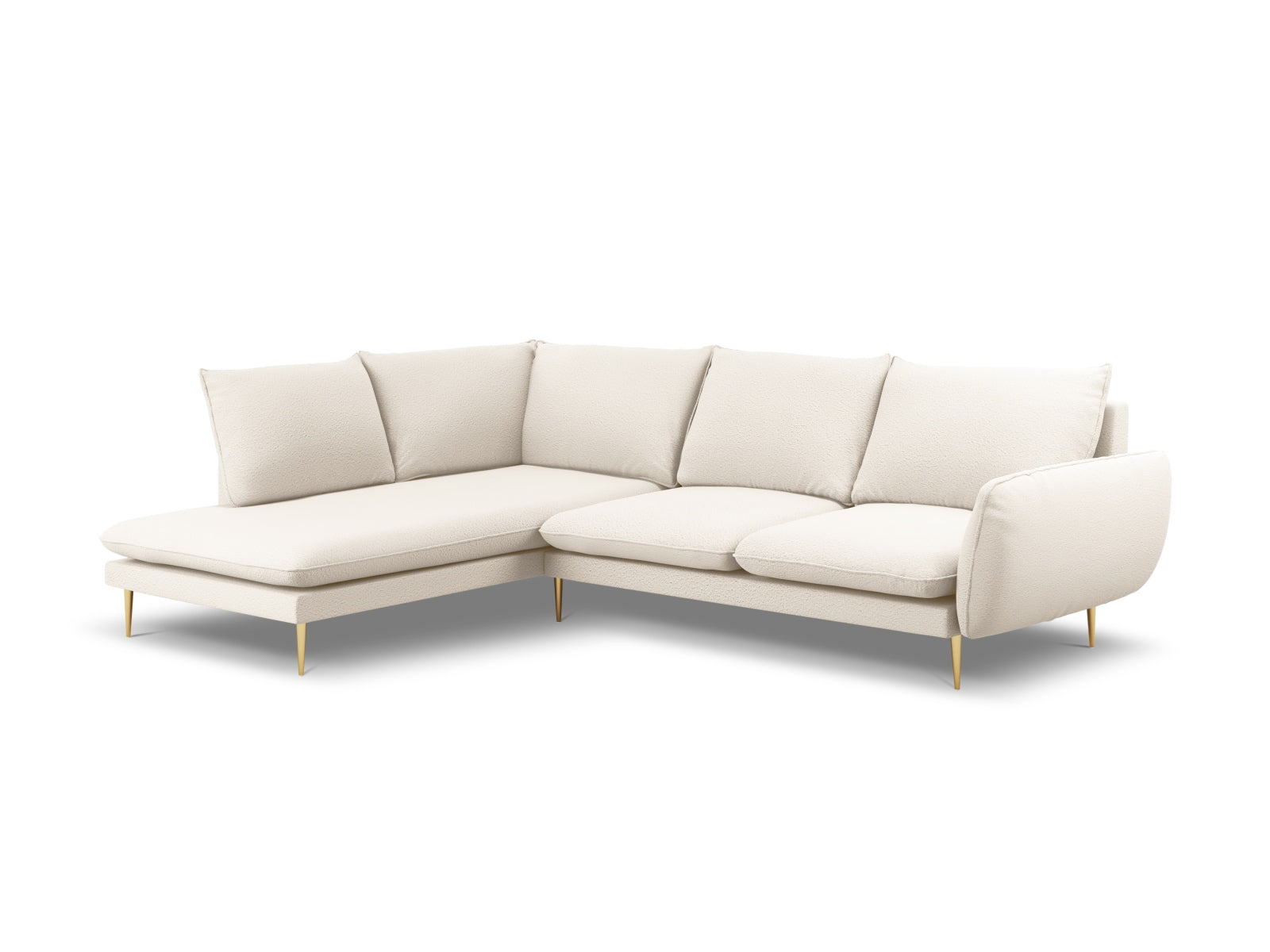 Vienna Boucle Ecksofa links 6 Sitzer 185cm in Beige/Gold präsentiert im Onlineshop von KAQTU Design AG. Ecksofa links ist von Cosmopolitan Design