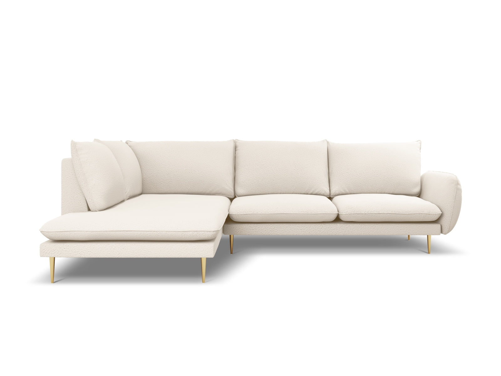Entdecken Sie das elegante Vienna Boucle Ecksofa links für 6 Personen. Hochwertiger Boucle-Stoff, optimaler Komfort und stilvolles Design für Ihr Wohnzimmer.