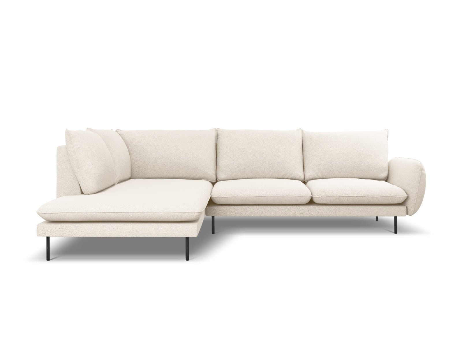 Entdecken Sie das elegante Vienna Boucle Ecksofa links für 6 Personen. Hochwertiger Boucle-Stoff, optimaler Komfort und stilvolles Design für Ihr Wohnzimmer.