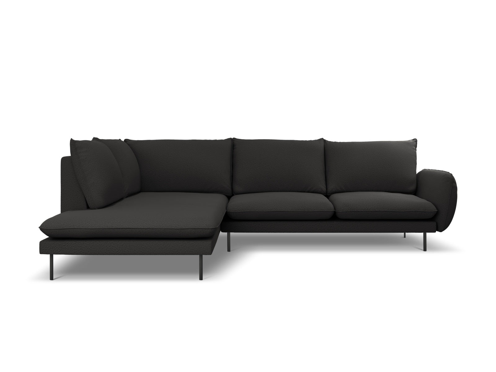 Entdecken Sie das elegante Vienna Boucle Ecksofa links für 6 Personen. Hochwertiger Boucle-Stoff, optimaler Komfort und stilvolles Design für Ihr Wohnzimmer.