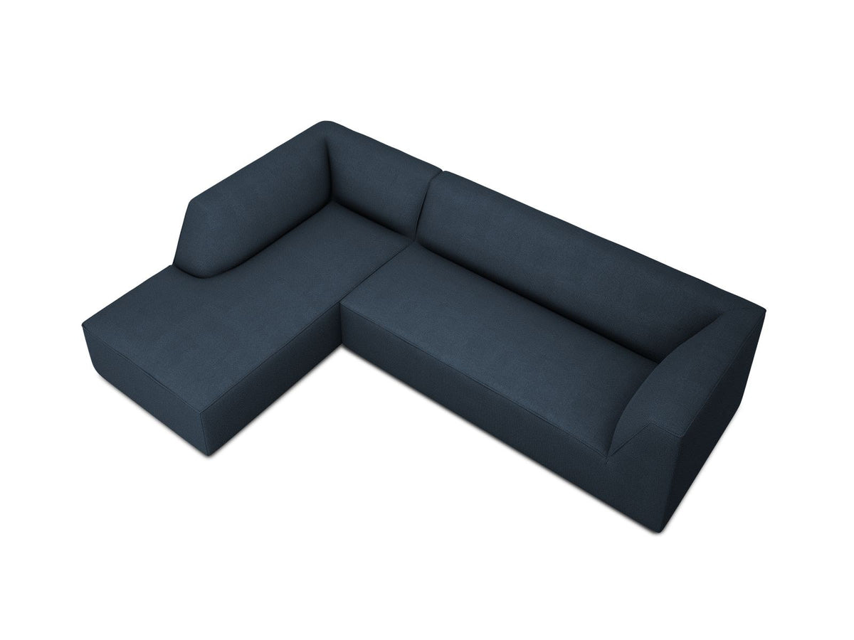 Modulares Ecksofa Siena links, 4-Sitzer, Light Beige-Scala Stoff, Massivholzrahmen, schwarze Kunststoffbeine, Sitzhöhe 40 cm.