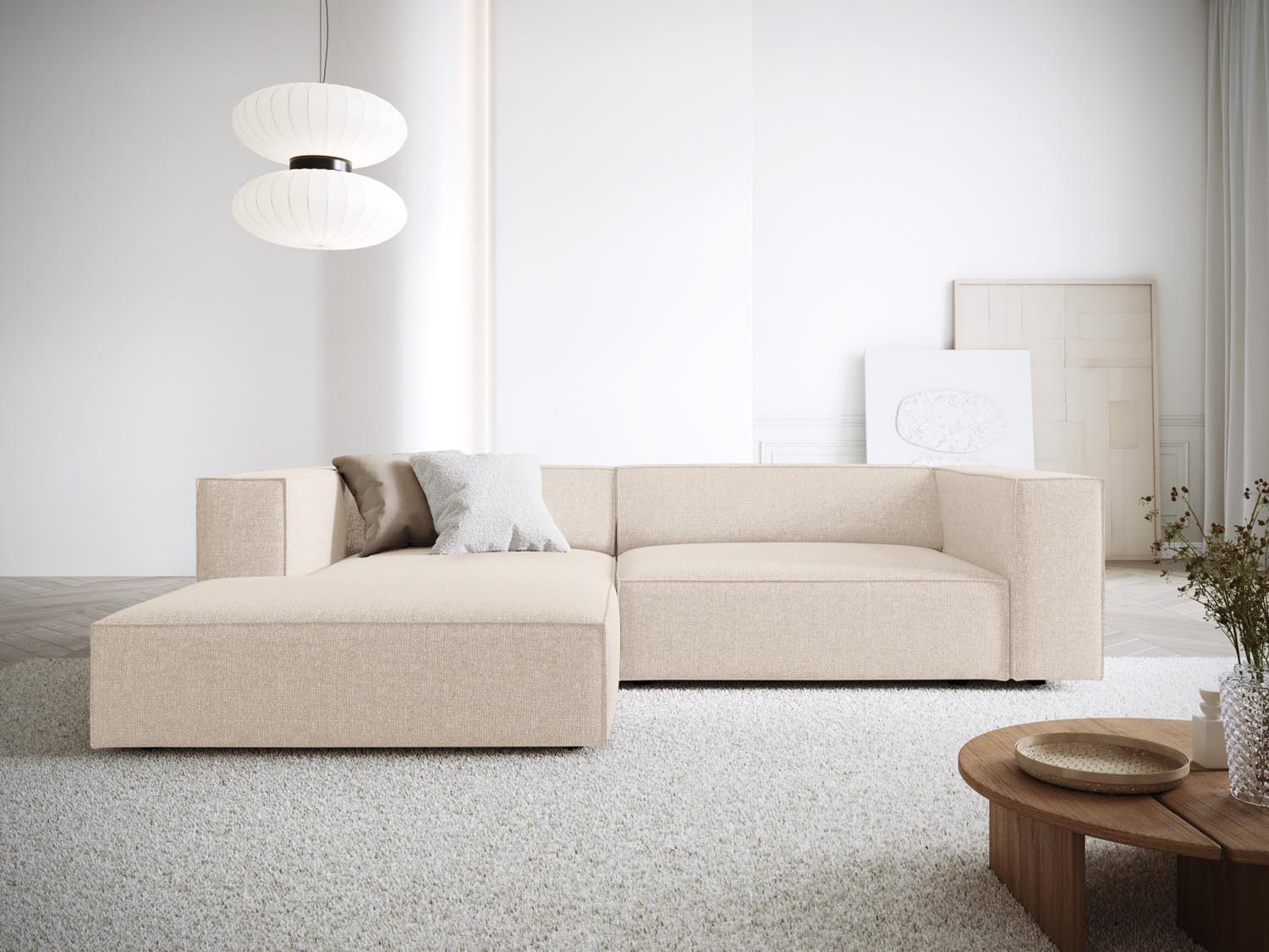 Entdecken Sie das elegante Arendal Ecksofa links 3-Sitzer von Cosmopolitan Design – perfekt für Ihr modernes Zuhause, vereint Stil und Komfort.