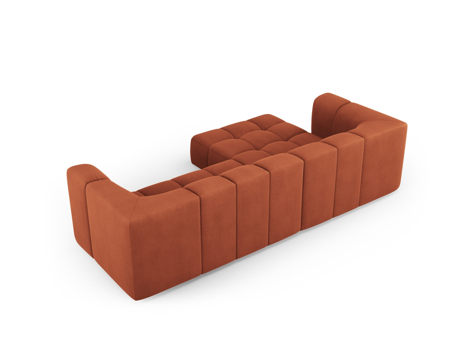 Elegantes, modulares 3-Sitzer Ecksofa Moritz in strahlendem Orange, perfekt für moderne Wohnkonzepte von Cosmopolitan Design.