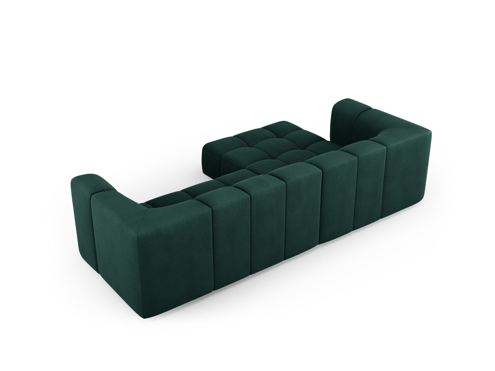 Elegantes, modulares 3-Sitzer Ecksofa Moritz in tiefem Flaschengrün, perfekt für moderne Wohnkonzepte von Cosmopolitan Design.