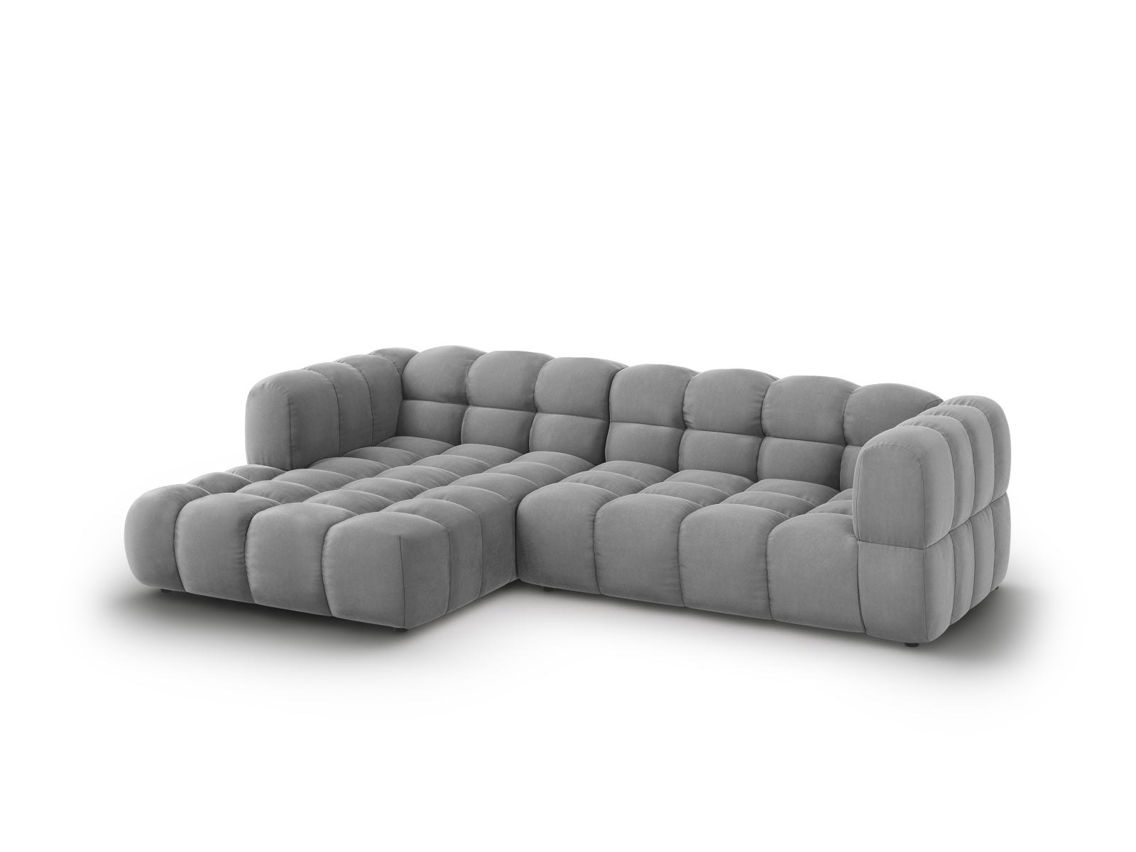 Elegantes modulares Ecksofa in Sky Velours, linksseitig, 4-Sitzer mit 162 cm, ideal für stilvolle und einladende Wohnräume.
