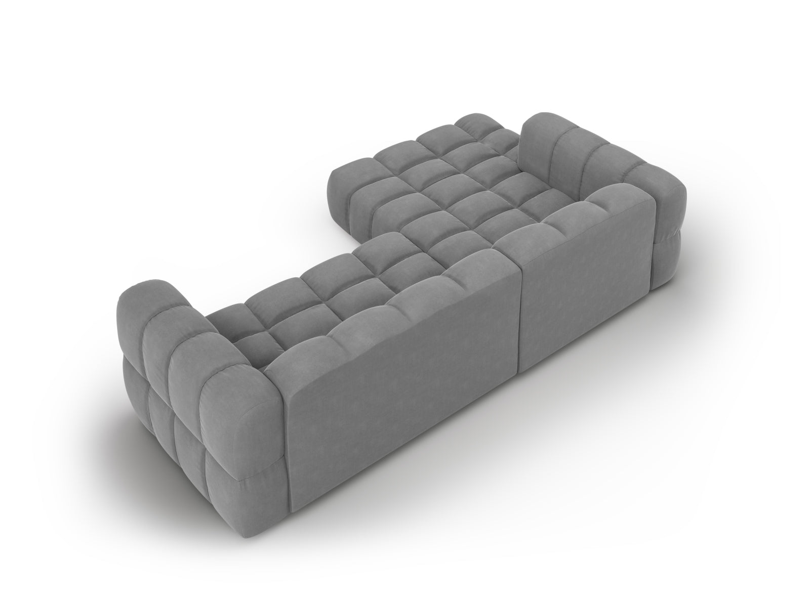 Erleben Sie das elegante Sky Velour Ecksofa links – ein 4-Sitzer mit 162 cm, ideal für stilvolle Wohnräume und maximalen Komfort.