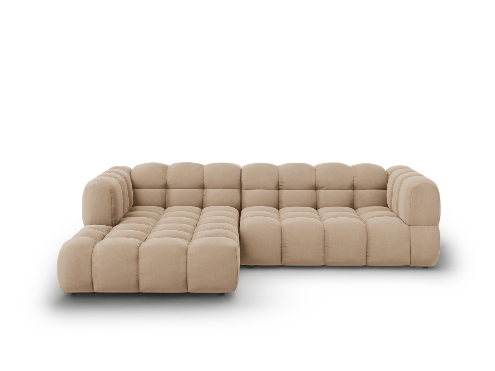 Modulares 4-Sitzer Ecksofa links aus luxuriösem Sky Velour, 162 cm, perfekt für moderne Wohnkonzepte und gemütliche Abende.