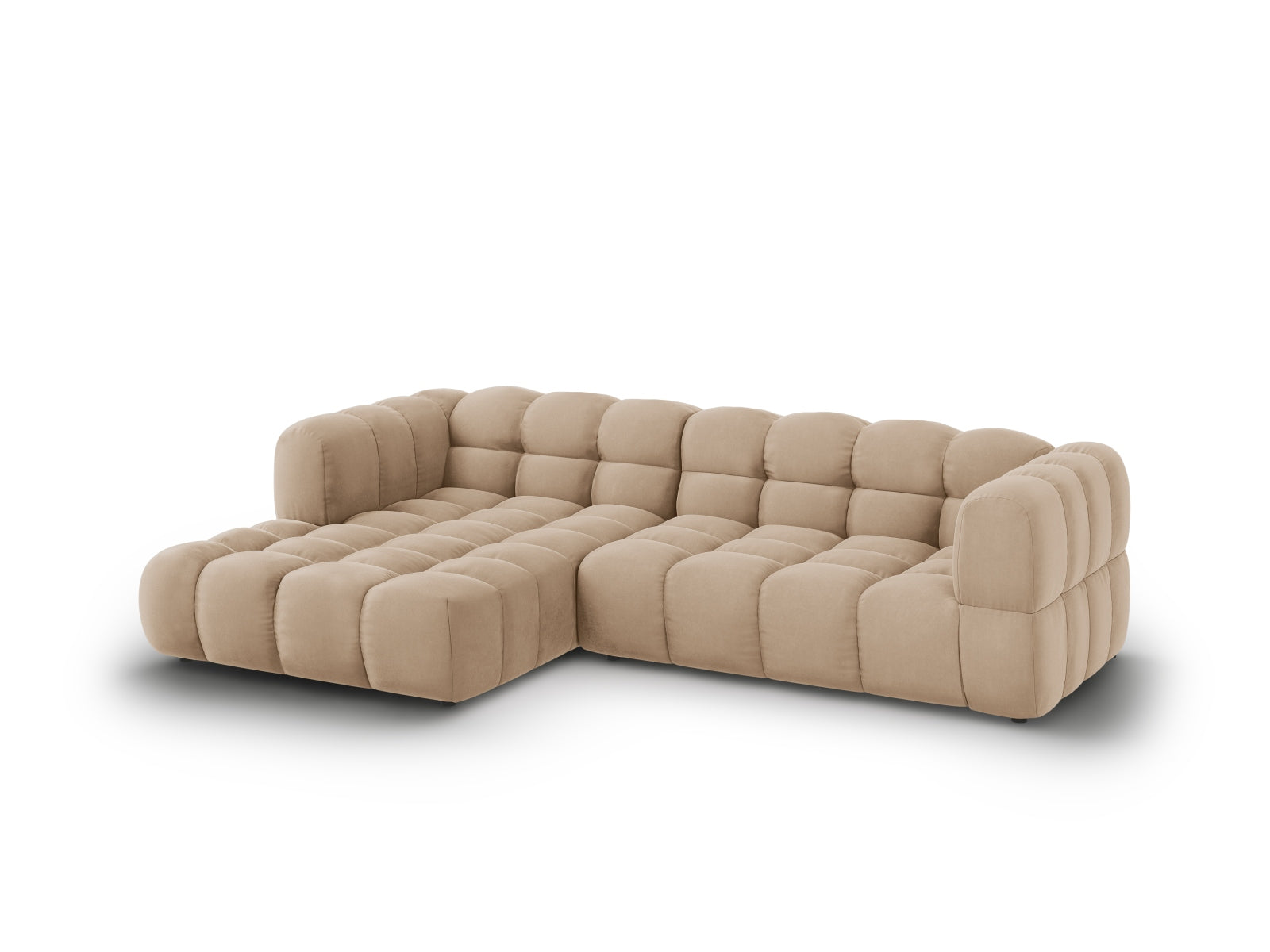 Elegantes modulares Ecksofa links in Sky Velour, 4-Sitzer mit 162 cm, ideal für stilvolle Wohnräume und entspannte Stunden.