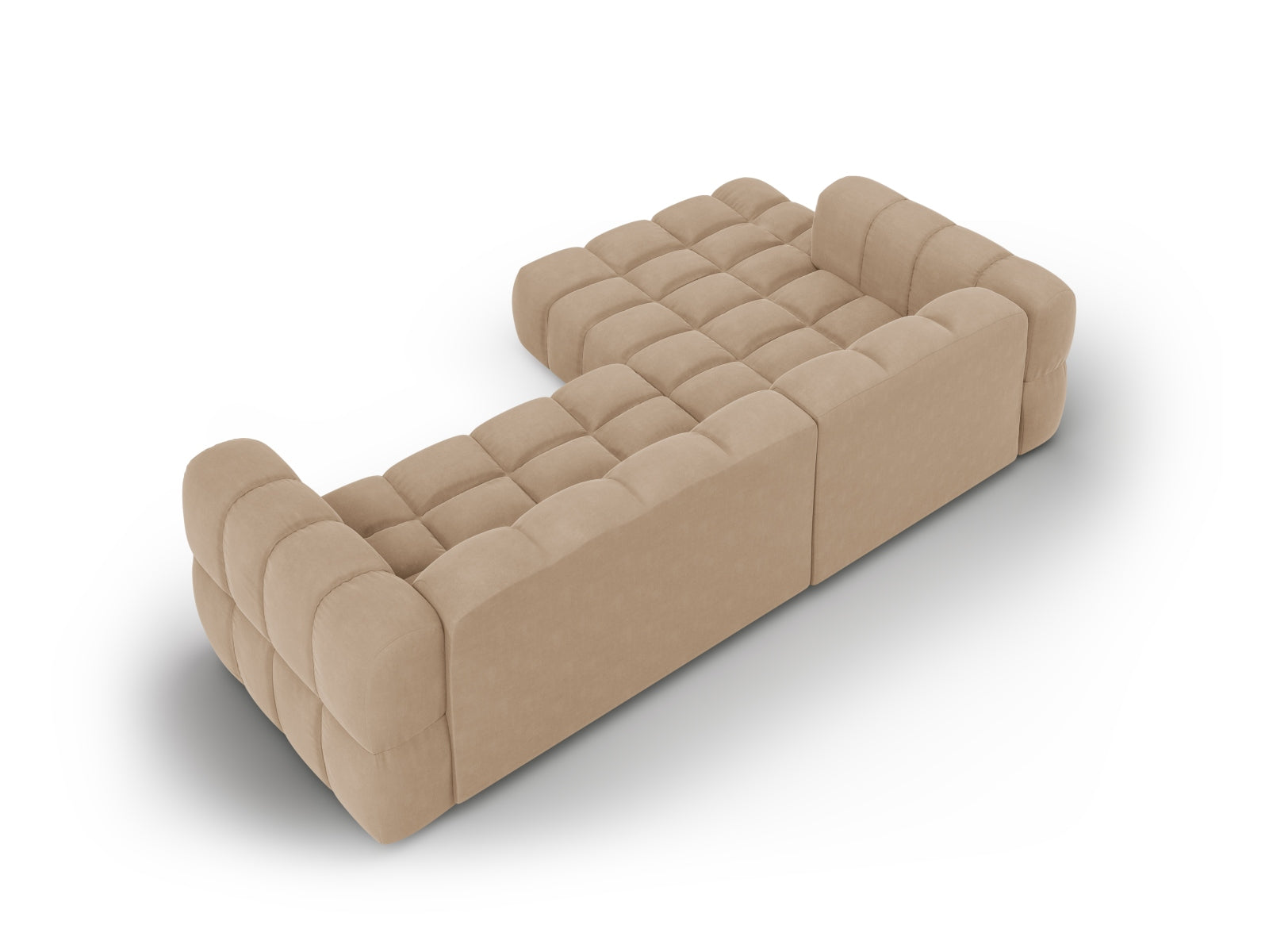 Modulares 4-Sitzer Ecksofa links in Sky Velour, 162 cm, vereint Komfort und modernes Design für Ihr Zuhause.