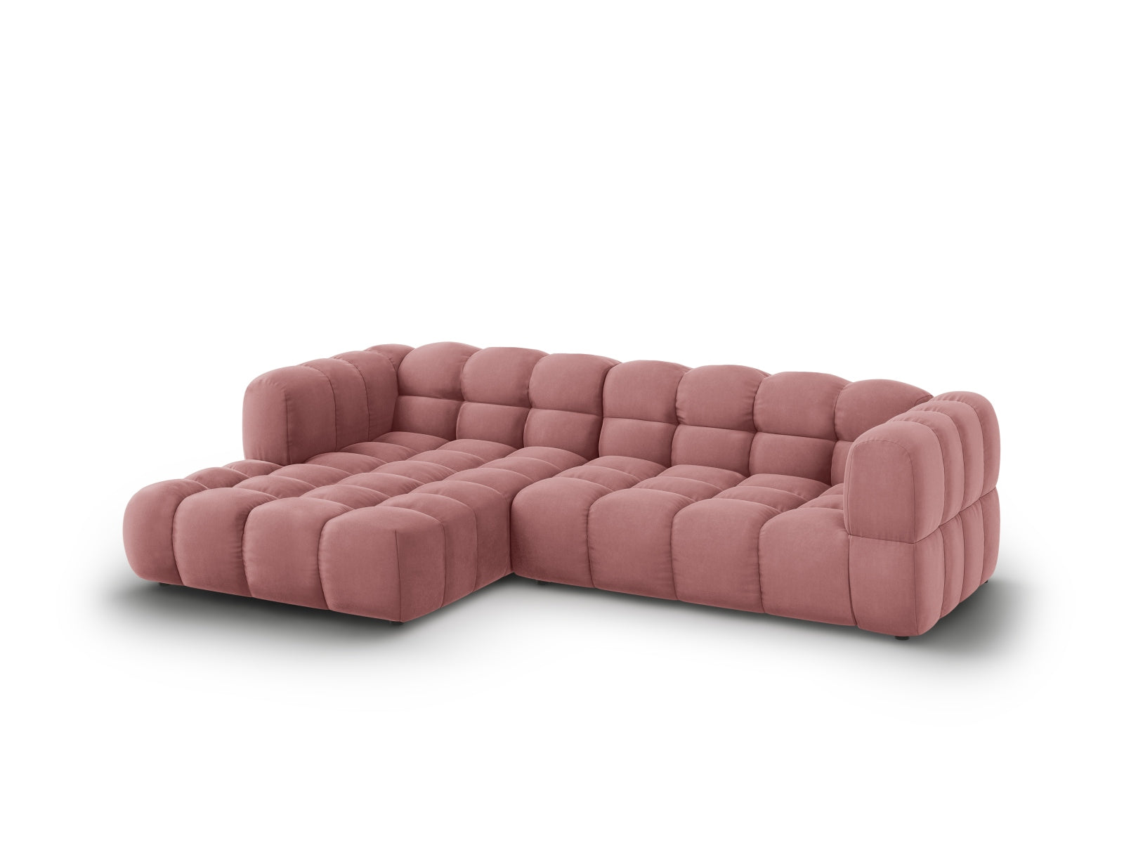 Elegantes modulares Ecksofa in weichem Sky Velour, linksseitig, 4-Sitzer, 162 cm, ideal für stilvolle Wohnräume und gemütliche Abende.