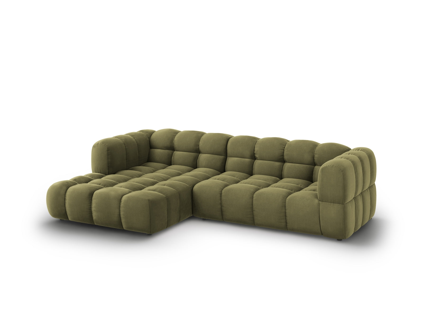 Elegantes modulares Ecksofa in sanftem Hellgrün, 4-Sitzer mit 162 cm, ideal für stilvolle Wohnräume. Hochwertige Verarbeitung von Cosmopolitan Design.