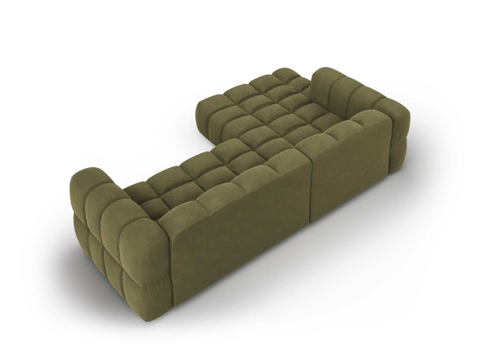 Modulares L-Sofa in zartem Hellgrün, 4-Sitzer mit 162 cm, perfekt für moderne Wohnkonzepte. Hochwertige Materialien von Cosmopolitan Design.