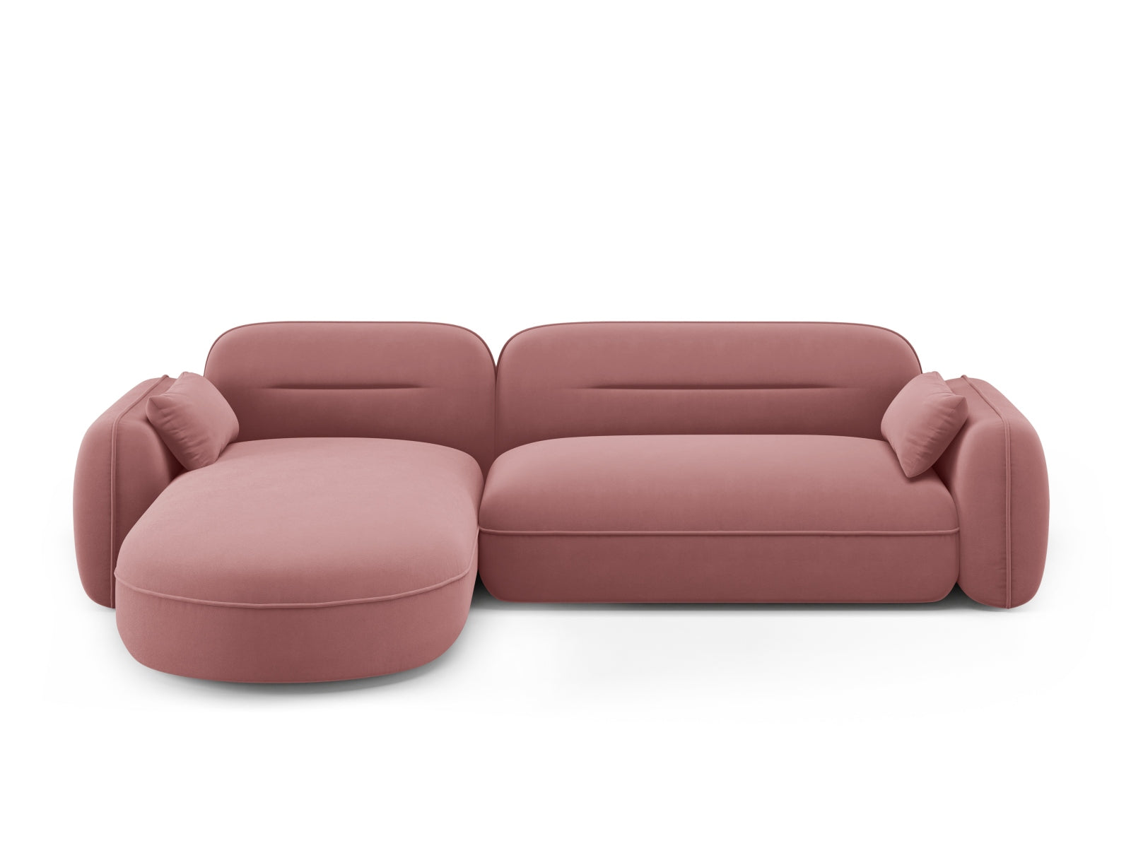 Sydney Velour Modular Ecksofa links 4 Sitzer in Flamingo präsentiert im Onlineshop von KAQTU Design AG. Ecksofa links ist von Cosmopolitan Design