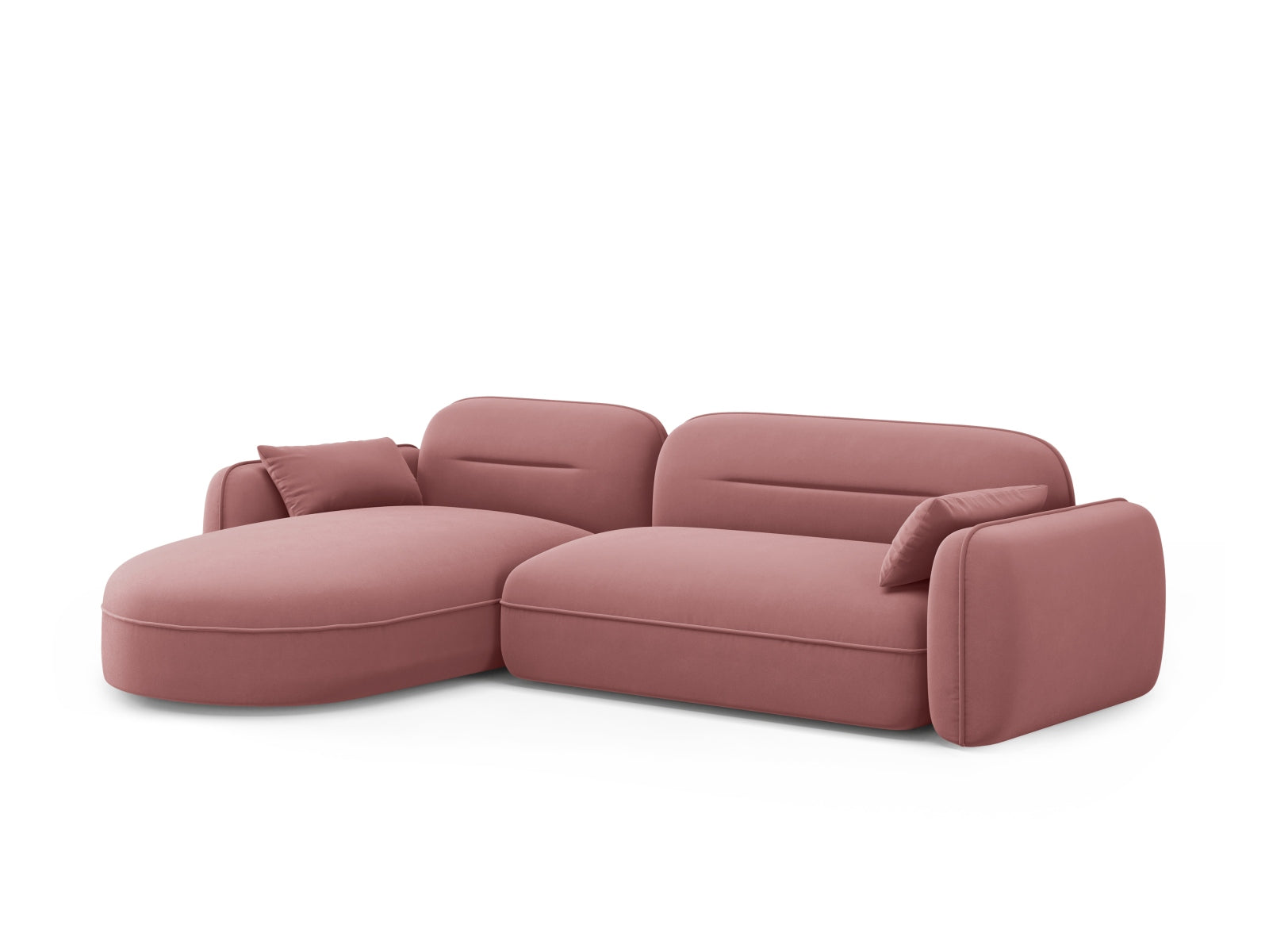 Elegantes, modulares 4-Sitzer Ecksofa Sydney aus weichem Velours, linksseitig, ideal für stilvolle und einladende Wohnräume.