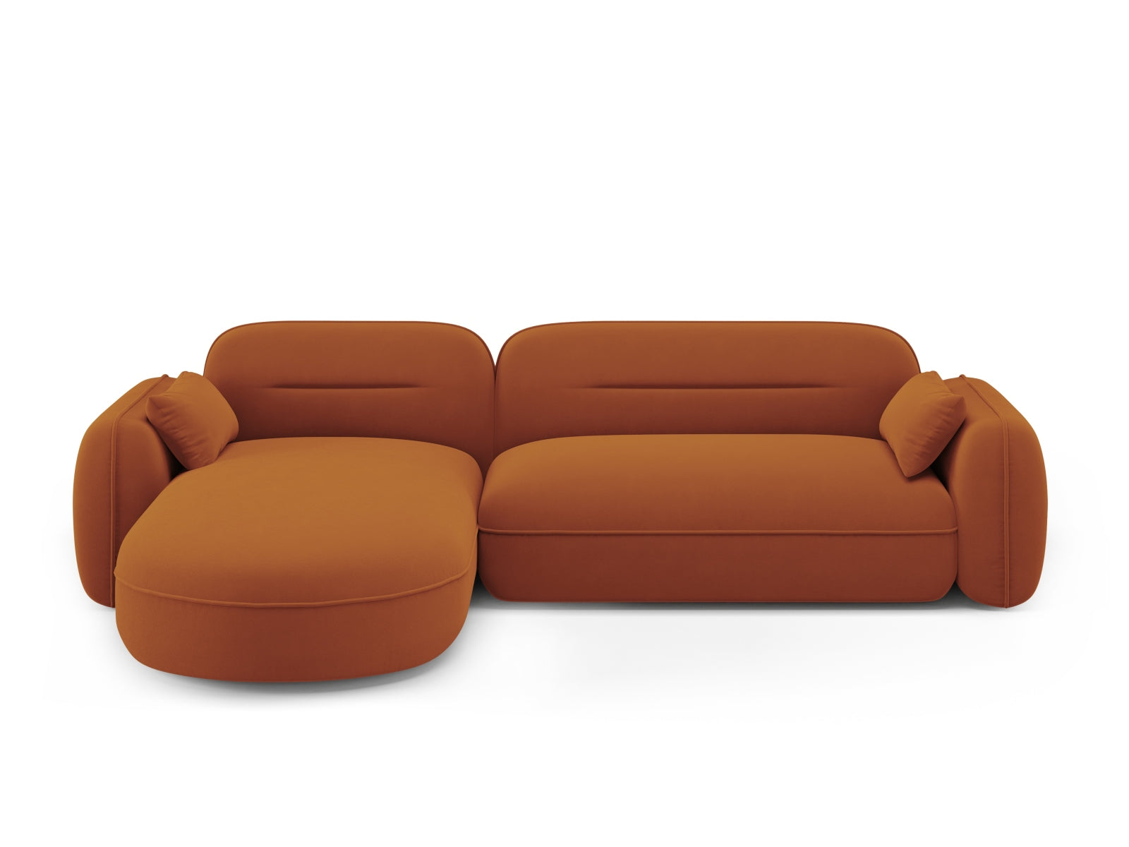 Elegantes, modulares Ecksofa Sydney in sanftem Terracotta, ideal für stilvolle Wohnräume und gemütliche Abende mit Freunden.