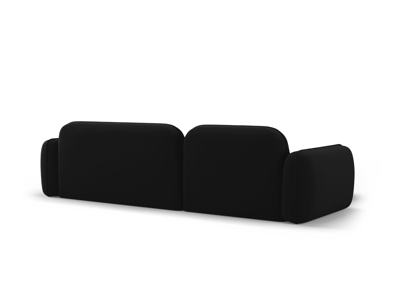 Modernes, schwarzes Velours Ecksofa Sydney, linksseitig, für 4 Personen, perfekt für entspannte Abende und stilvolle Einrichtung.