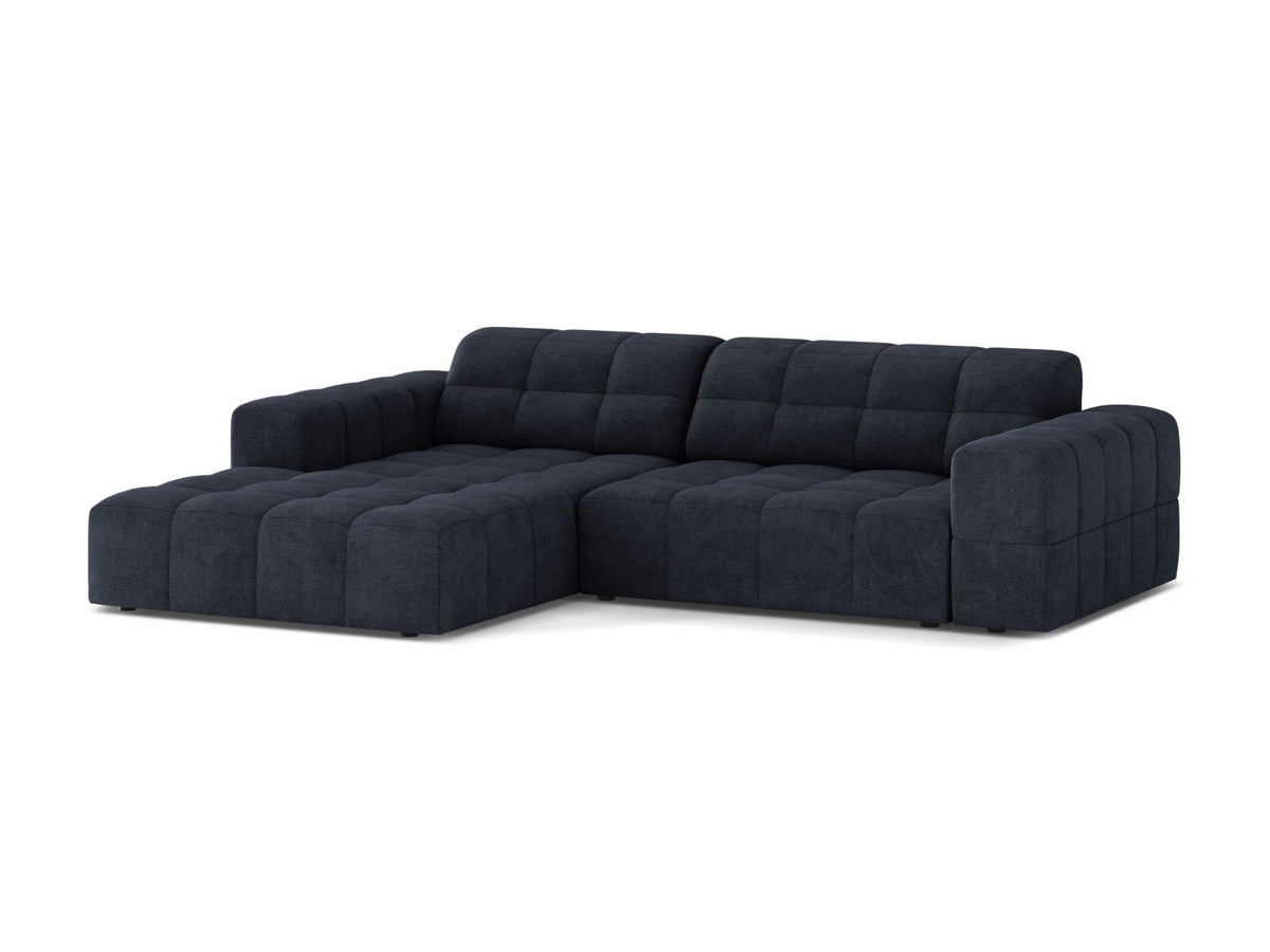 Ecksofa links Chicago in Light Beige-Eden Stoff, Massivholzrahmen mit schwarzen Kunststoffbeinen, Récamiere-Form von Cosmopolitan Design.
