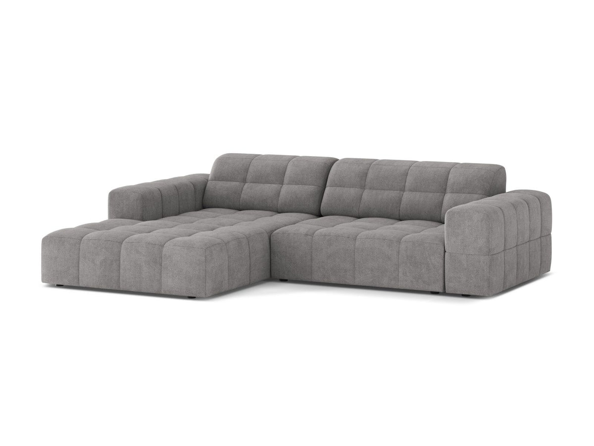Ecksofa links Chicago in Light Beige-Eden Stoff, Massivholzrahmen mit schwarzen Kunststoffbeinen, Récamiere-Form von Cosmopolitan Design.