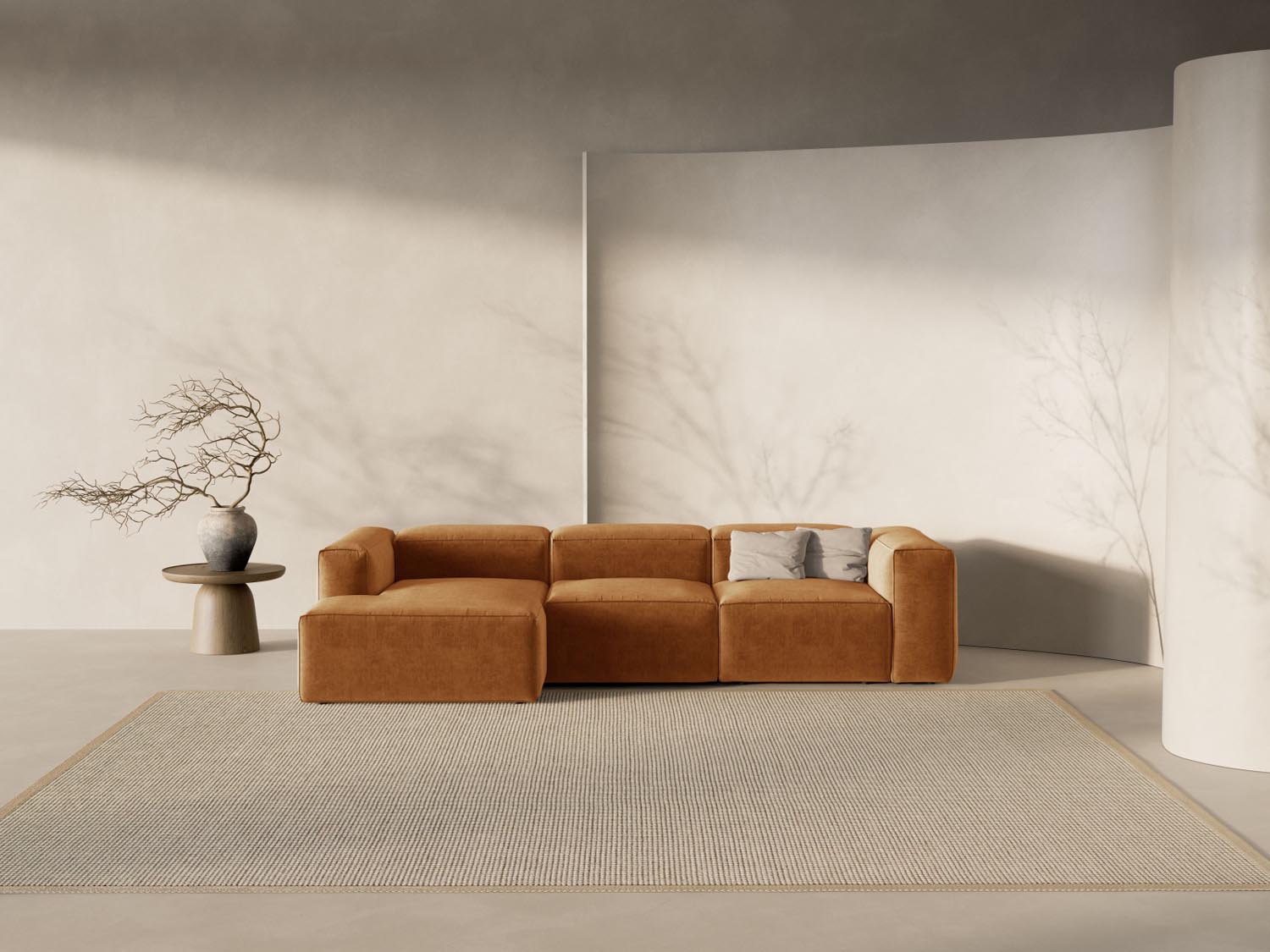 Bergamo Modulares Ecksofa links 3 Sitzer in Brick-Liberty präsentiert im Onlineshop von KAQTU Design AG. Ecksofa links ist von Cosmopolitan Design