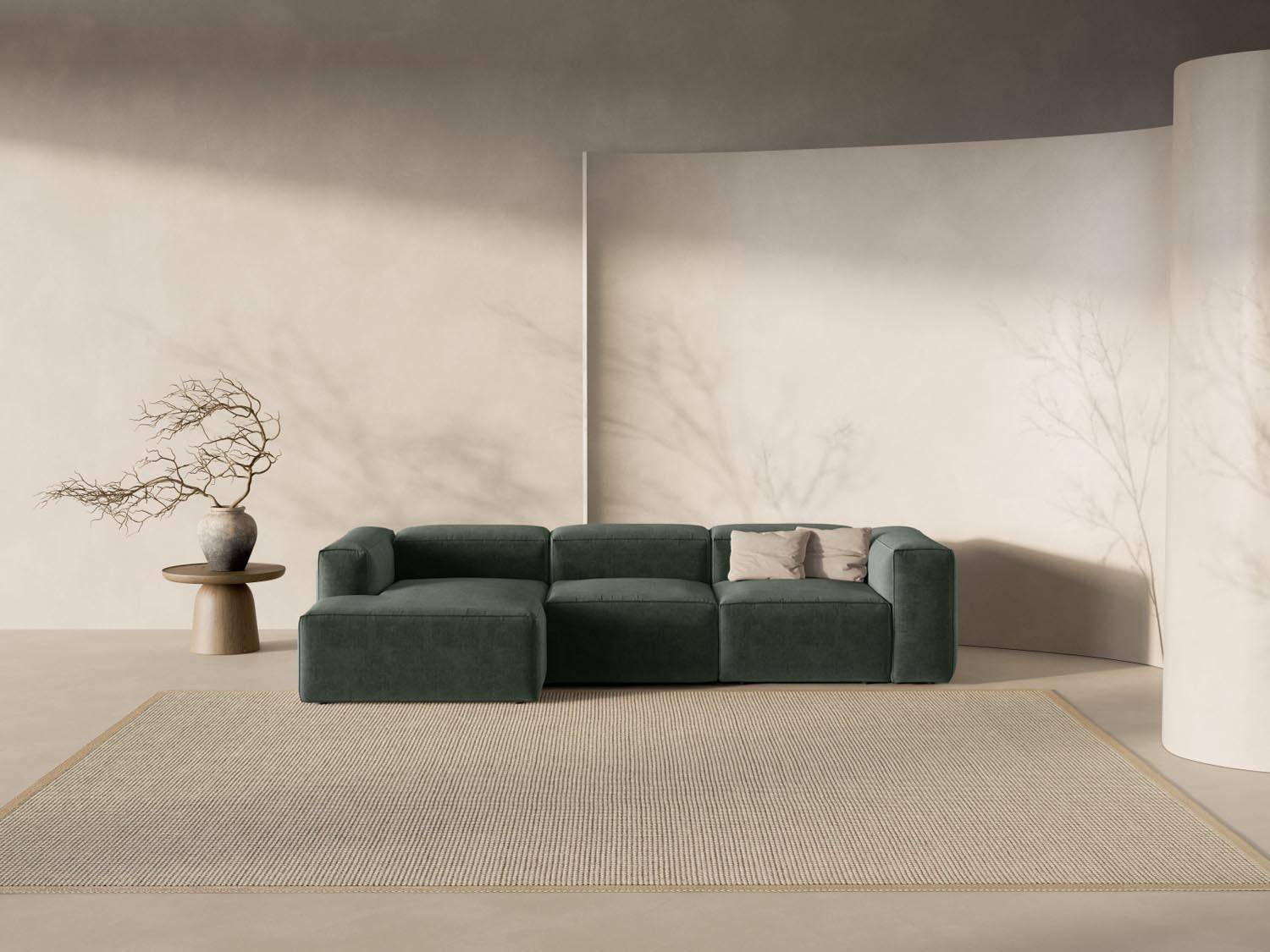 Bergamo Modulares Ecksofa links 3 Sitzer in Moss Green-Liberty präsentiert im Onlineshop von KAQTU Design AG. Ecksofa links ist von Cosmopolitan Design