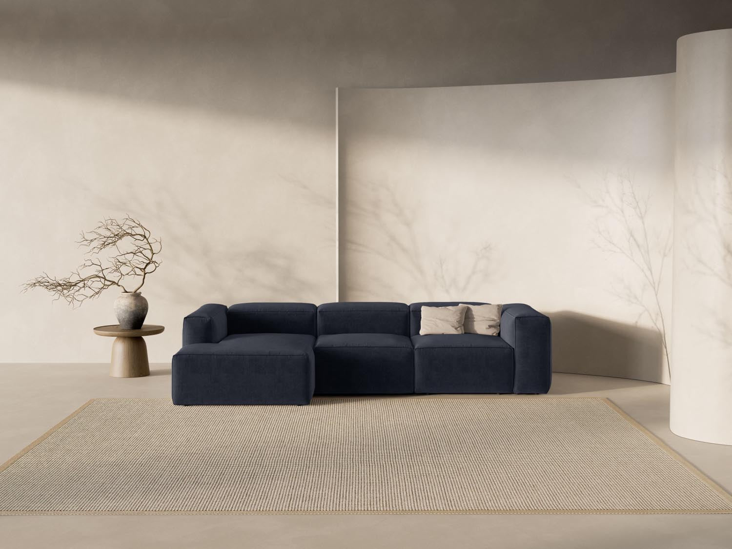 Bergamo Modulares Ecksofa links 3 Sitzer in Navy Blue-Liberty präsentiert im Onlineshop von KAQTU Design AG. Ecksofa links ist von Cosmopolitan Design