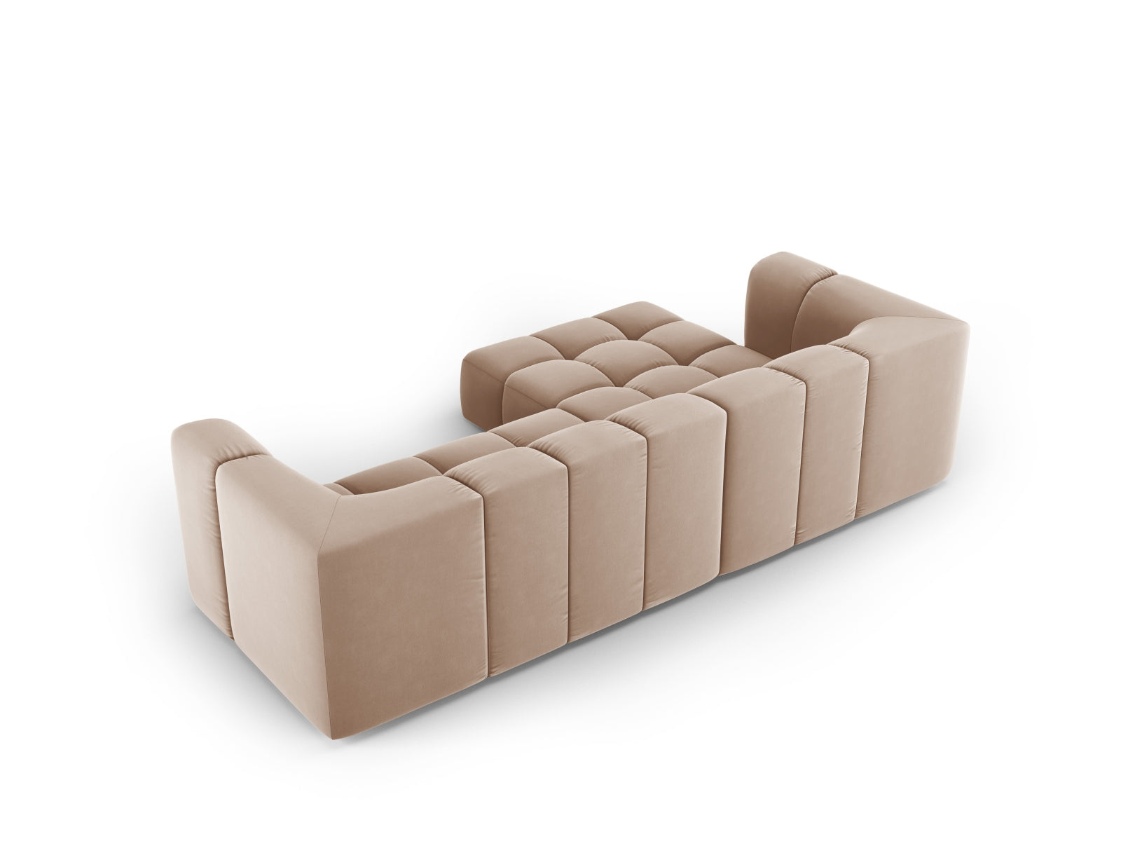 Elegantes 3-Sitzer-Ecksofa Moritz von Cosmopolitan Design, linksseitig, in sanften Beigetönen, perfekt für stilvolle Wohnkonzepte.