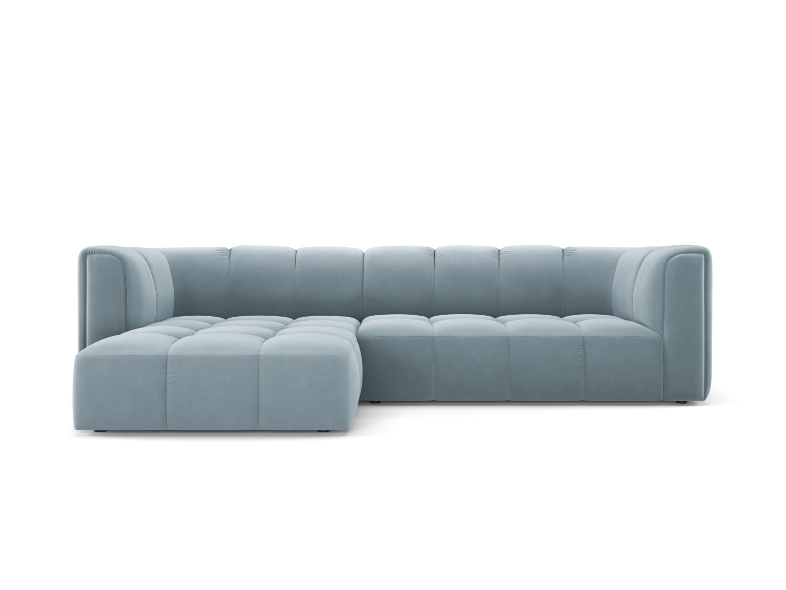3-Sitzer Modular Ecksofa links Moritz in Light Blue-Bluvel präsentiert im Onlineshop von KAQTU Design AG. Ecksofa links ist von Cosmopolitan Design