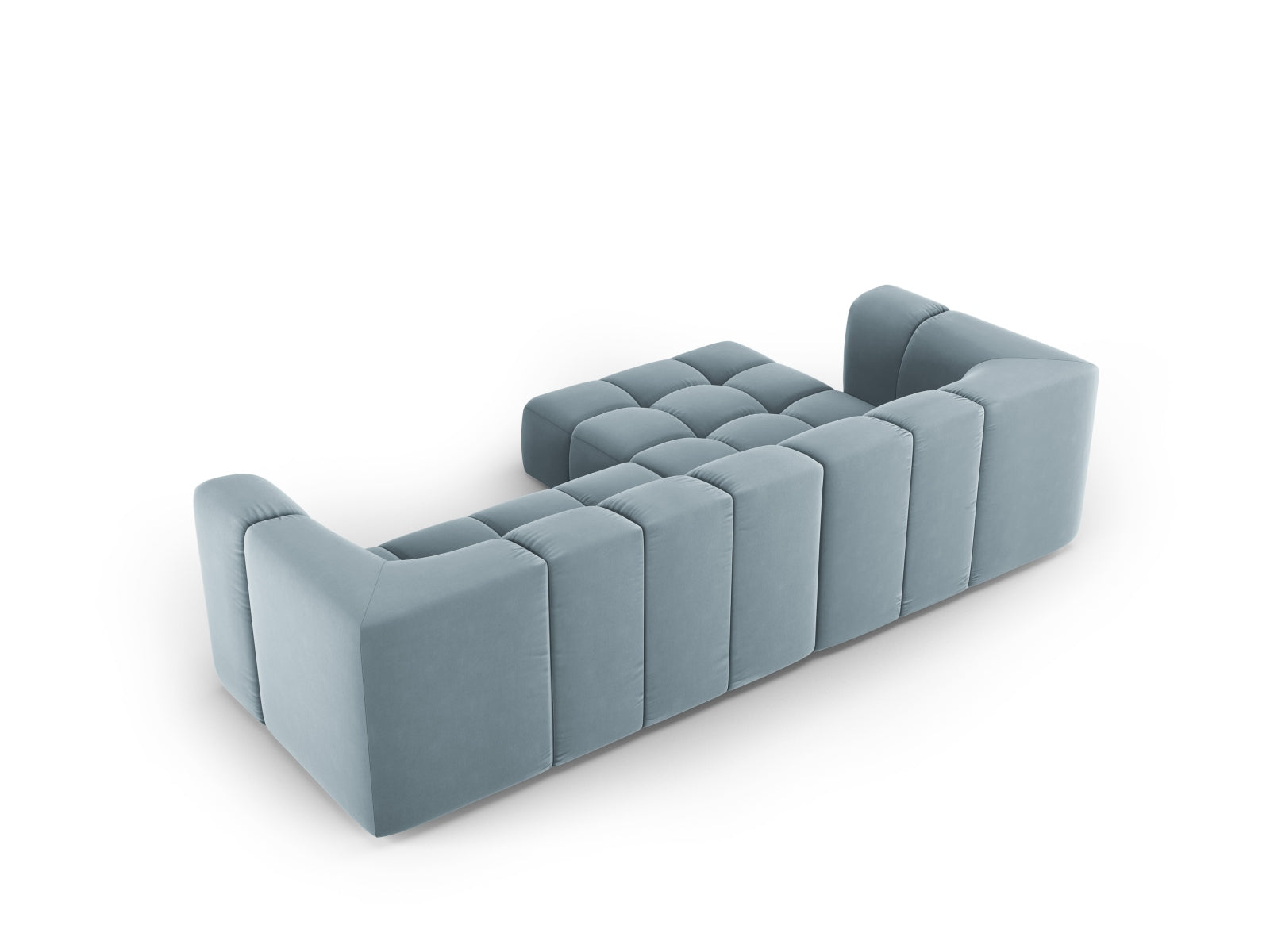 Modulares 3-Sitzer Ecksofa Moritz in zartem Hellblau, perfekt für moderne Wohnkonzepte, angeboten von Cosmopolitan Design.