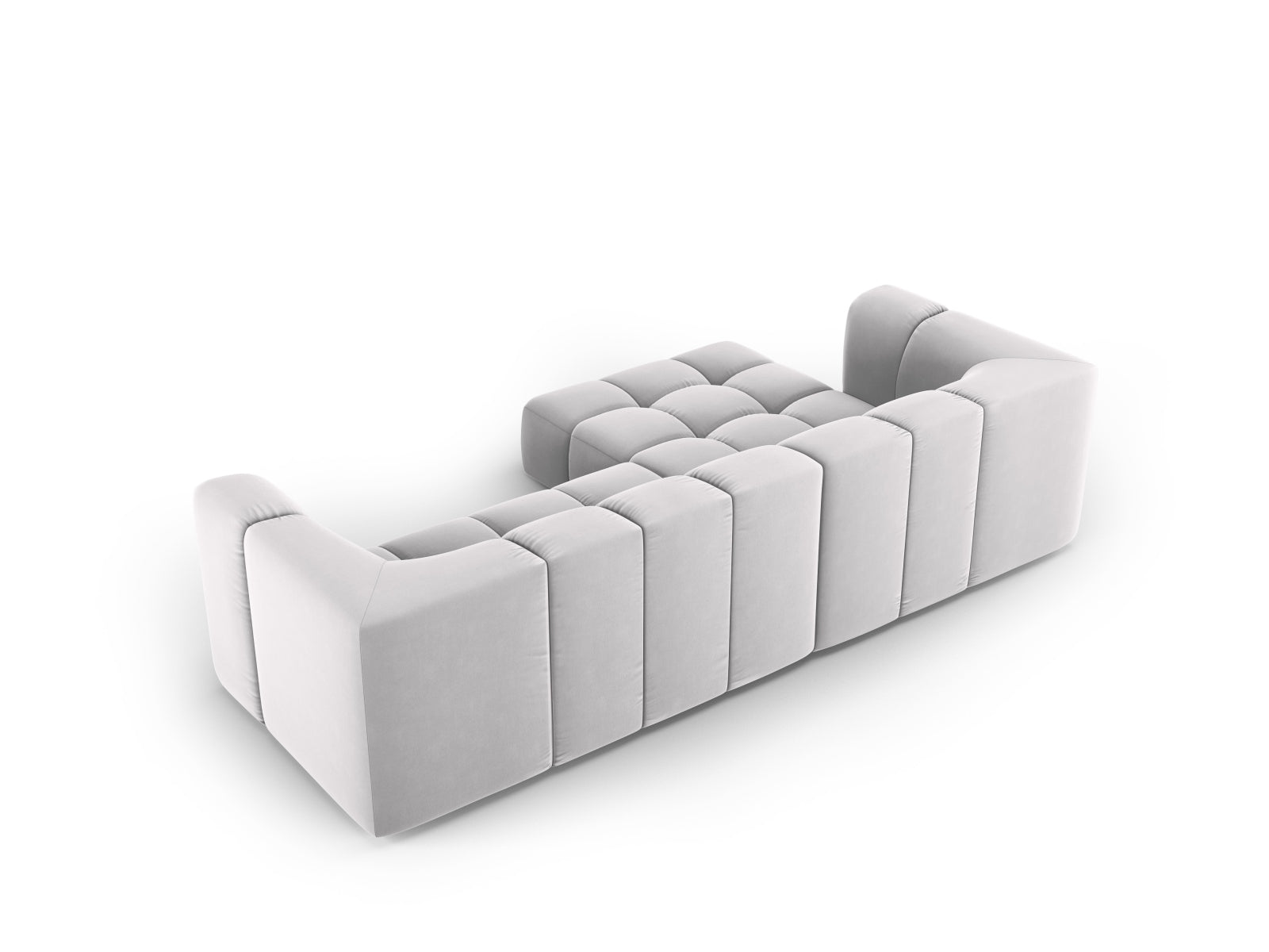 Modulares 3-Sitzer Ecksofa Moritz in modernem Silver-Bluvel, perfekt für gemütliche und stilvolle Wohnlandschaften von Cosmopolitan Design.
