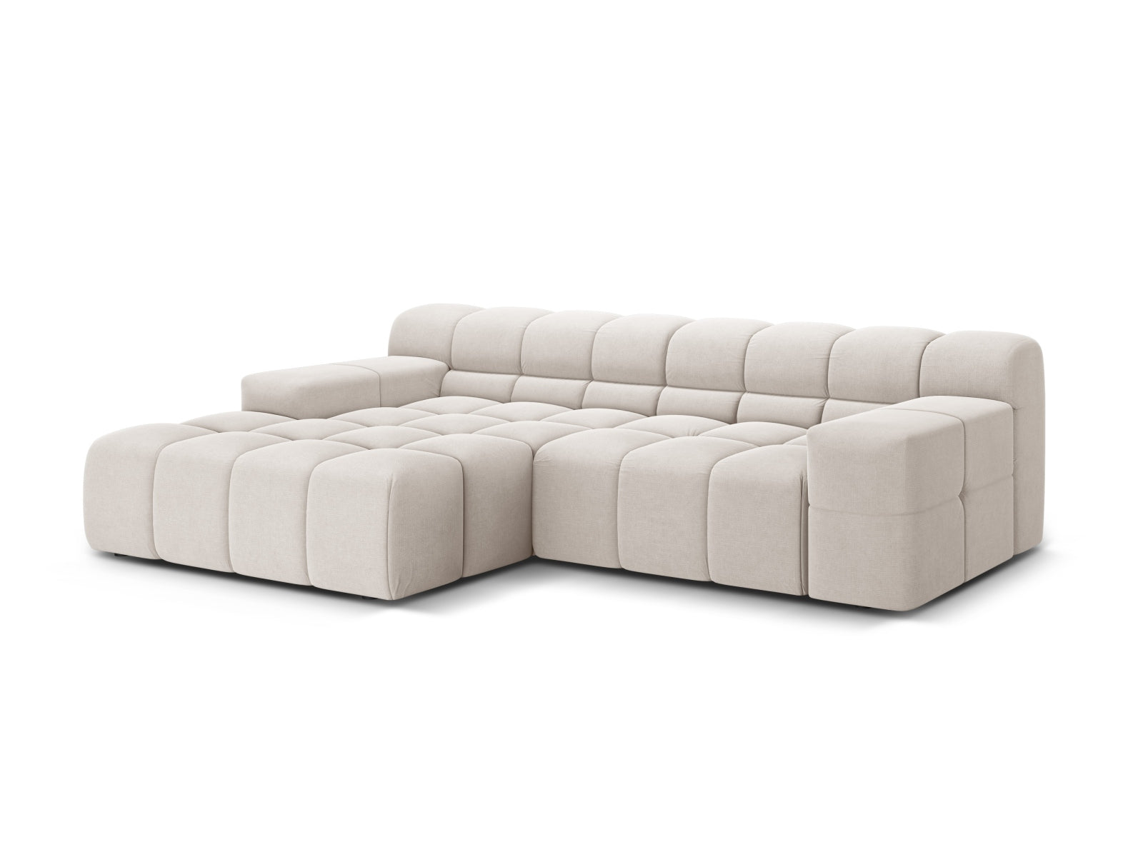 Stylisches 2-Sitzer Ecksofa links Hawaii in sanftem Beige, ideal für moderne Wohnräume, präsentiert von Cosmopolitan Design.