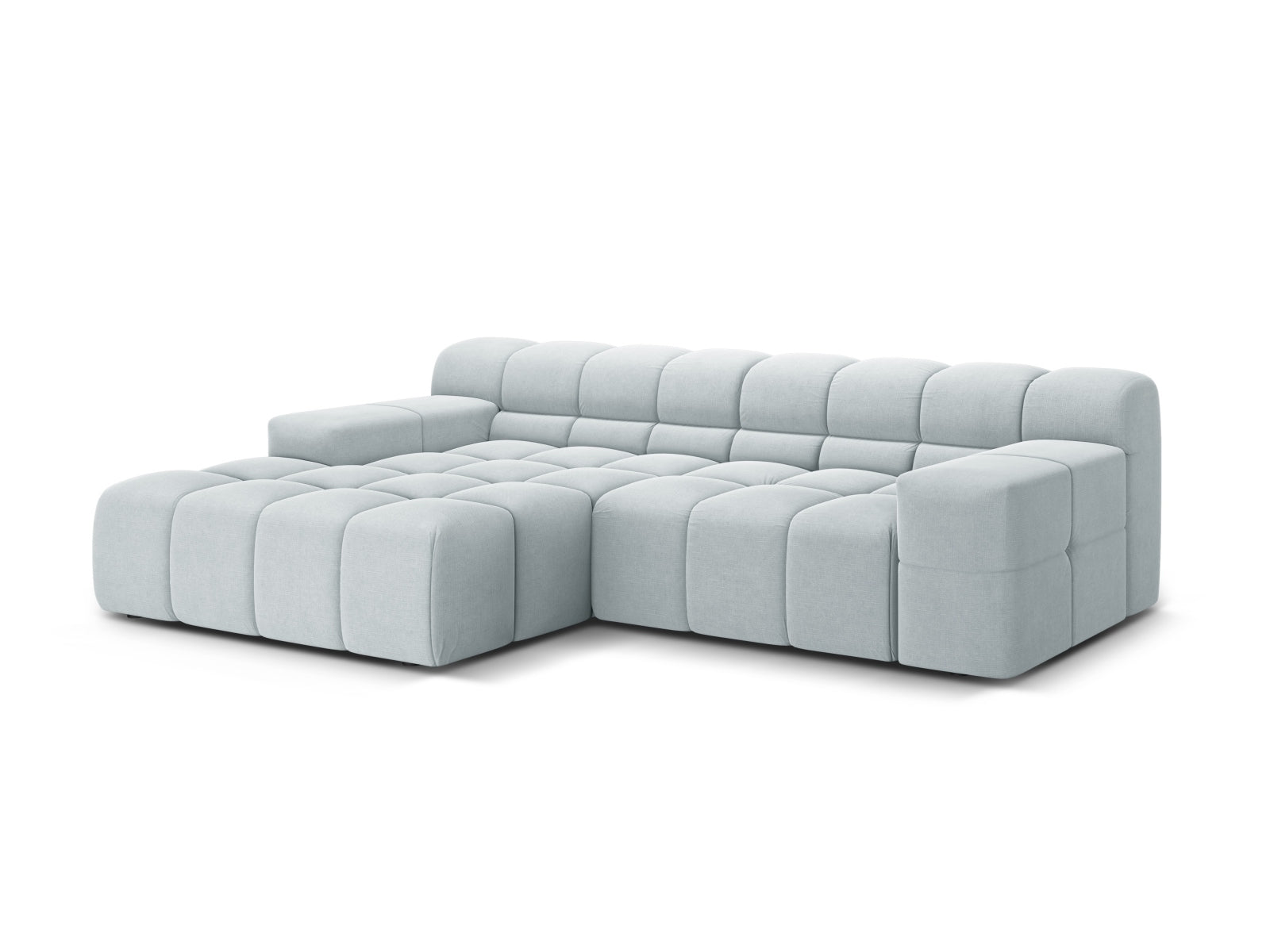Stylisches 2-Sitzer Ecksofa links Hawaii in hellem Grau, ideal für moderne Wohnräume, präsentiert von Cosmopolitan Design.