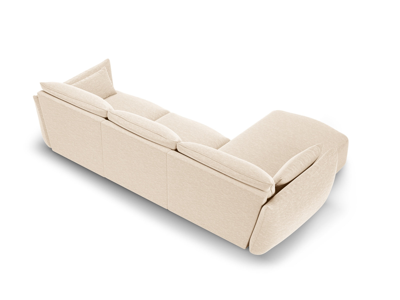 Elegantes 5-Sitzer Ecksofa links Matera in sanftem Beige, ideal für stilvolle Wohnräume und entspannte Stunden von Cosmopolitan Design.