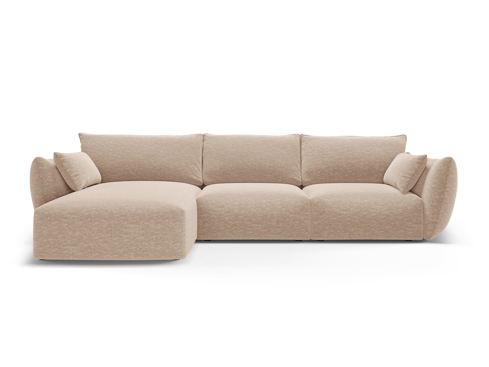 Modernes 5-Sitzer Ecksofa links Matera in sanftem Beige, perfekt für entspannte Stunden und stilvolle Einrichtung von Cosmopolitan Design.