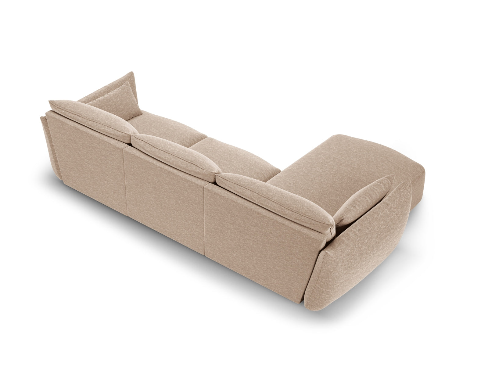 Stilvolles 5-Sitzer Ecksofa links Matera in sanftem Beige, perfekt für entspannte Stunden und moderne Wohnkonzepte von Cosmopolitan Design.