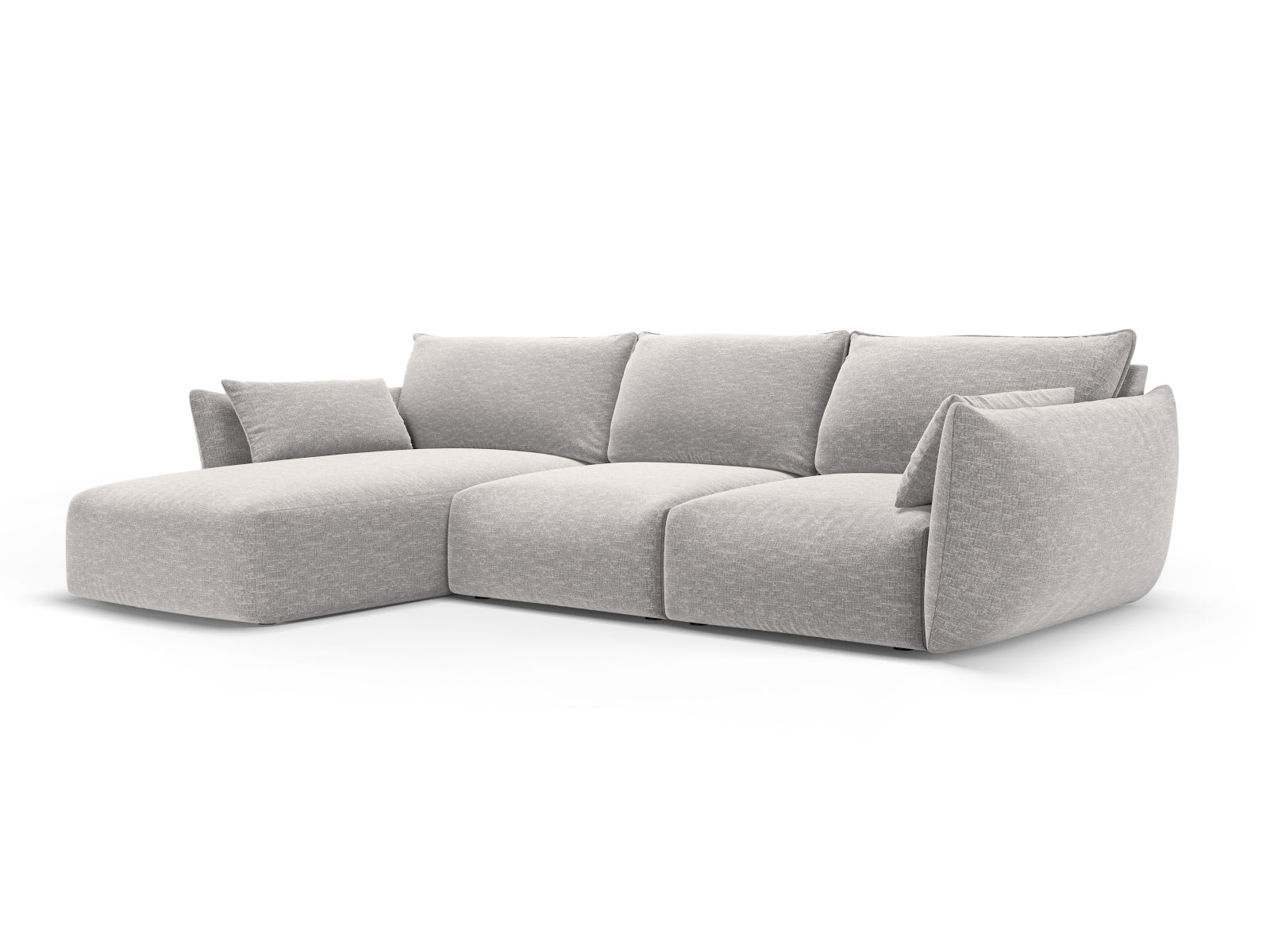 Stylisches 5-Sitzer Ecksofa links Matera in hellem Grau, ideal für moderne Wohnräume, präsentiert von Cosmopolitan Design.