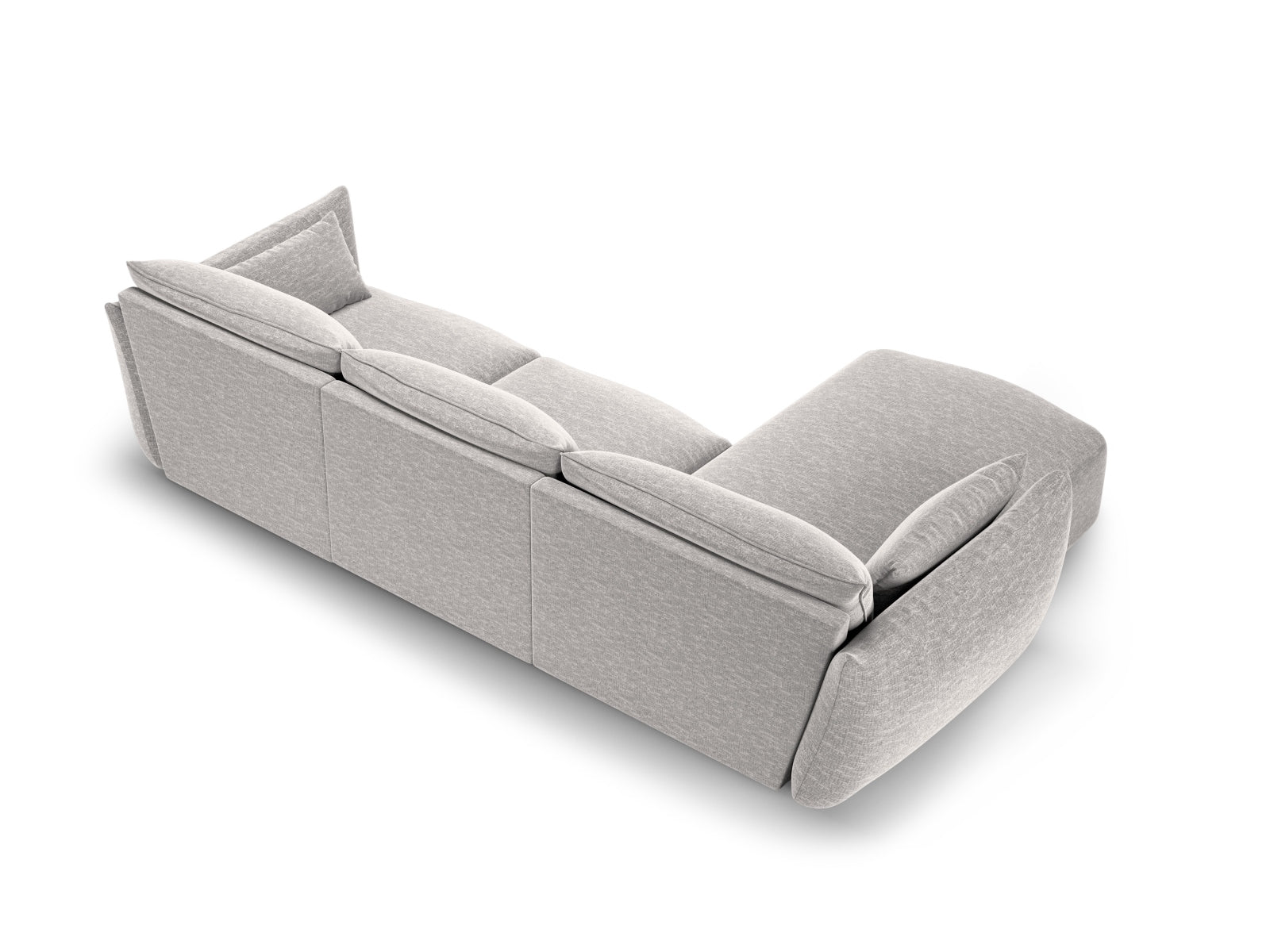 Elegantes 5-Sitzer Ecksofa links Matera in sanftem Grau, perfekt für stilvolle Wohnzimmer, angeboten von Cosmopolitan Design.