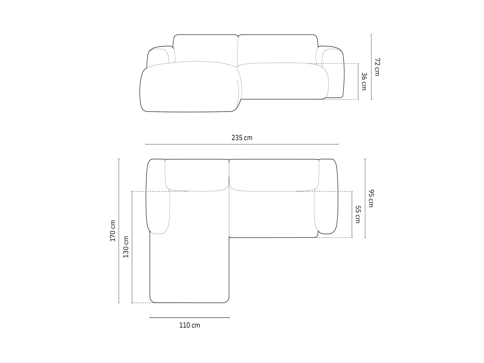 Entdecken Sie das stilvolle Nolio Ecksofa links von Cosmopolitan Design. Dieses 4-Sitzer Sofa (170 cm) vereint elegantes Design mit optimalem Sitzkomfort.