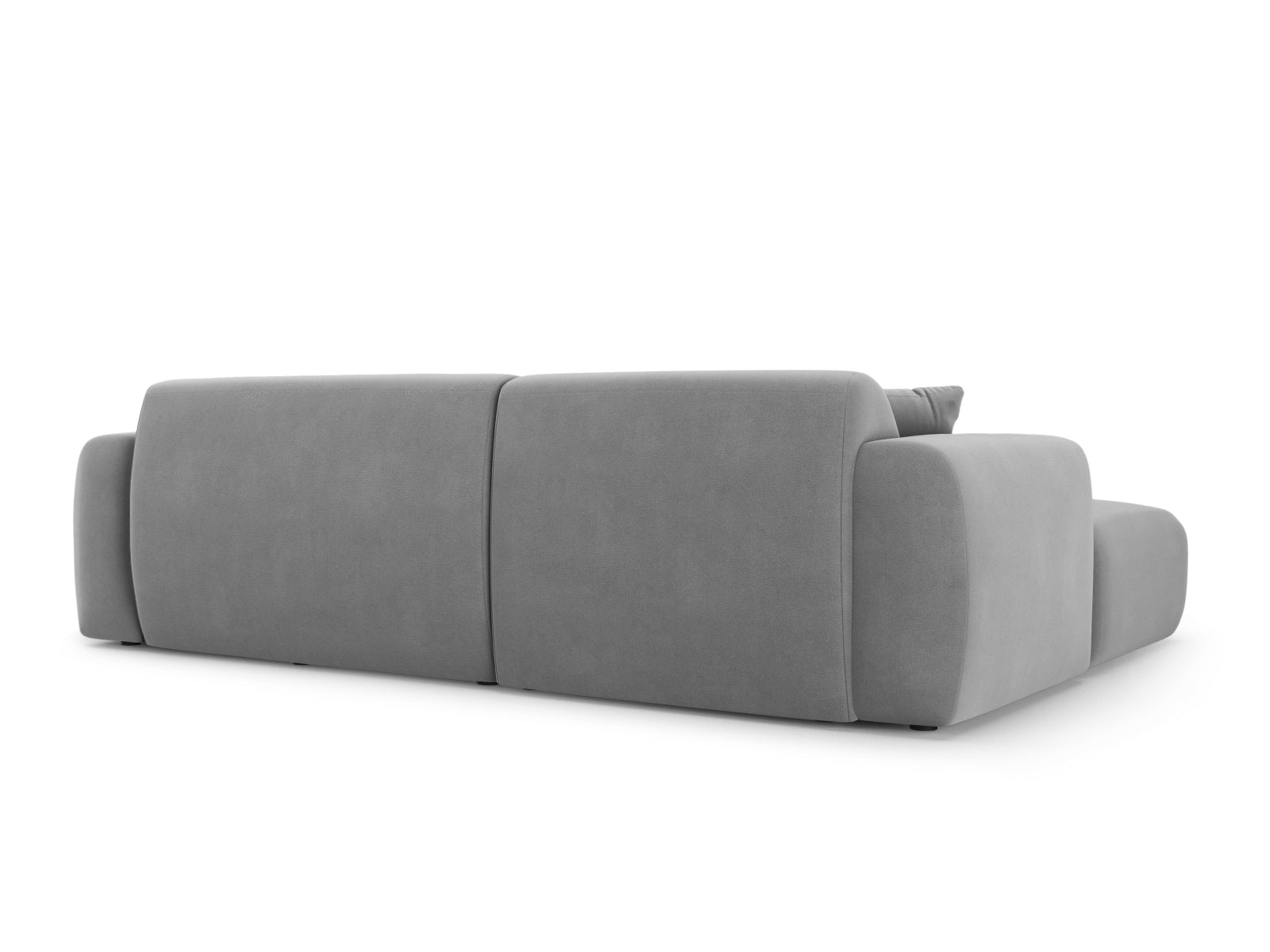 Elegantes Nolio Velour Ecksofa links, 4-Sitzer in sanftem Hellgrau, ideal für stilvolle und einladende Wohnräume von Cosmopolitan Design.
