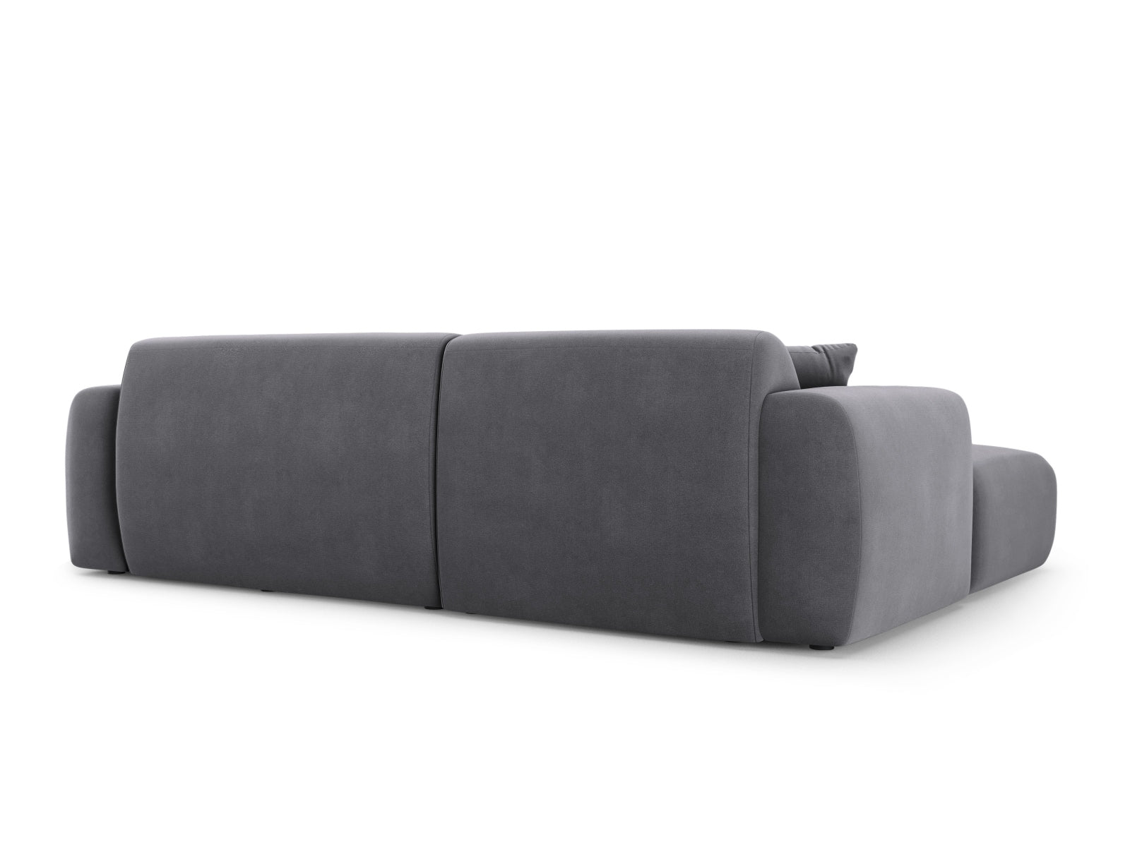 Elegantes Nolio Velour Ecksofa links, 4-Sitzer in luxuriösem Dunkelgrau, ideal für stilvolle Wohnräume von Cosmopolitan Design.